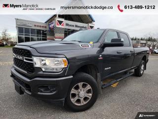 <b>Low Mileage!<br> <br></b><br>   Compare at $82390 - Our Price is just $79990! <br> <br>   To get the job done right the first time, youll want the Ram 3500 HD on your team. This  2022 Ram 3500 is fresh on our lot in Manotick. <br> <br>Endlessly capable, this 2022 Ram 3500HD pulls out all the stops, and has the towing capacity that sets it apart from the competition. On top of its classic Ram toughness, this Ram 3500HD has an ultra quiet cabin full of amazing tech features that help make your work day more enjoyable. Whether youre in the commercial sector or looking for serious recreational towing rig, this impressive 3500HD is ready for anything that you are.This low mileage  sought after diesel Crew Cab 4X4 pickup  has just 8,830 kms. Its  granite crystal metallic in colour  . It has an automatic transmission and is powered by a Cummins smooth engine. <br> <br> Our 3500s trim level is Big Horn. This Ram 3500 is equipped with the Big Horn package and offers excellent features and a hard working attitude. This workhorse comes with body colored exterior accents, power heated trailer-tow mirrors, a Uconnect touchscreen with Apple CarPlay, Android Auto, wireless streaming audio and SiriusXM, Keyless Go with push button start, cruise control, cargo box lights, a class V hitch receiver with a trailer brake controller, a handy rear view camera and a tough HD suspension that is designed to handle whatever you can throw at it!<br> To view the original window sticker for this vehicle view this <a href=http://www.chrysler.com/hostd/windowsticker/getWindowStickerPdf.do?vin=3C63R3HL1NG362139 target=_blank>http://www.chrysler.com/hostd/windowsticker/getWindowStickerPdf.do?vin=3C63R3HL1NG362139</a>. <br/><br> <br>To apply right now for financing use this link : <a href=https://CreditOnline.dealertrack.ca/Web/Default.aspx?Token=3206df1a-492e-4453-9f18-918b5245c510&Lang=en target=_blank>https://CreditOnline.dealertrack.ca/Web/Default.aspx?Token=3206df1a-492e-4453-9f18-918b5245c510&Lang=en</a><br><br> <br/><br> Buy this vehicle now for the lowest weekly payment of <b>$279.42</b> with $0 down for 96 months @ 9.99% APR O.A.C. ( Plus applicable taxes -  and licensing fees   ).  See dealer for details. <br> <br>If youre looking for a Dodge, Ram, Jeep, and Chrysler dealership in Ottawa that always goes above and beyond for you, visit Myers Manotick Dodge today! Were more than just great cars. We provide the kind of world-class Dodge service experience near Kanata that will make you a Myers customer for life. And with fabulous perks like extended service hours, our 30-day tire price guarantee, the Myers No Charge Engine/Transmission for Life program, and complimentary shuttle service, its no wonder were a top choice for drivers everywhere. Get more with Myers! <br>*LIFETIME ENGINE TRANSMISSION WARRANTY NOT AVAILABLE ON VEHICLES WITH KMS EXCEEDING 140,000KM, VEHICLES 8 YEARS & OLDER, OR HIGHLINE BRAND VEHICLE(eg. BMW, INFINITI. CADILLAC, LEXUS...)<br> Come by and check out our fleet of 40+ used cars and trucks and 100+ new cars and trucks for sale in Manotick.  o~o