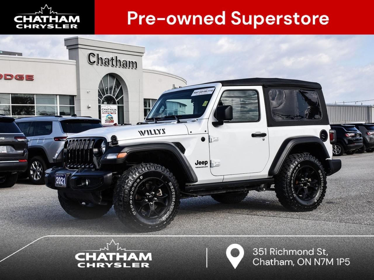 Used 2021 Jeep Wrangler Sport WILLYS SPORT TRAILER TOW ONE OWNER for sale in Chatham, ON