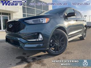 <b>Activex Seats, Ford Co-Pilot360 Assist+, Navigation, Sunroof, 20 inch Aluminum Wheels!</b><br> <br> <br> <br>  Made without compromise, the Ford Edge is ready for whatever you had in mind. <br> <br>With meticulous attention to detail and amazing style, the Ford Edge seamlessly integrates power, performance and handling with awesome technology to help you multitask your way through the challenges that life throws your way. Made for an active lifestyle and spontaneous getaways, the Ford Edge is as rough and tumble as you are. Push the boundaries and stay connected to the road with this sweet ride!<br> <br> This stone blue metallic SUV  has a 8 speed automatic transmission and is powered by a  250HP 2.0L 4 Cylinder Engine.<br> <br> Our Edges trim level is ST Line. Taking things to the edge with this ST Line trim, featuring unique gloss-black wheels, a blacked-out grille with trim-specific exterior styling, aggressive exhaust tips, front fog lamps, a numeric keypad for extra security, and supportive ActiveX heated front bucket seats, with power-adjustment and lumbar support. This trim also features a power liftgate for rear cargo access, a key fob with remote engine start and rear parking sensors, a 12-inch capacitive infotainment screen bundled with wireless Apple CarPlay and Android Auto, SiriusXM satellite radio, a 6-speaker audio setup, and 4G mobile hotspot internet connectivity. You and yours are assured of optimum road safety, with blind spot detection, rear cross traffic alert, pre-collision assist with automatic emergency braking, lane keeping assist, lane departure warning, forward collision alert, driver monitoring alert, and a rearview camera with an inbuilt washer. Also standard include proximity keyless entry, dual-zone climate control, 60-40 split front folding rear seats, LED headlights with automatic high beams, and even more. This vehicle has been upgraded with the following features: Activex Seats, Ford Co-pilot360 Assist+, Navigation, Sunroof, 20 Inch Aluminum Wheels, Cold Weather Package, Heated Steering Wheel. <br><br> View the original window sticker for this vehicle with this url <b><a href=http://www.windowsticker.forddirect.com/windowsticker.pdf?vin=2FMPK4J93RBA41355 target=_blank>http://www.windowsticker.forddirect.com/windowsticker.pdf?vin=2FMPK4J93RBA41355</a></b>.<br> <br>To apply right now for financing use this link : <a href=https://www.webbsford.com/financing/ target=_blank>https://www.webbsford.com/financing/</a><br><br> <br/>    4.99% financing for 84 months. <br> Buy this vehicle now for the lowest bi-weekly payment of <b>$372.79</b> with $0 down for 84 months @ 4.99% APR O.A.C. ( taxes included, $149 documentation fee   / Total cost of borrowing $10628   ).  Incentives expire 2024-04-30.  See dealer for details. <br> <br>Webbs Ford is located at 4118 - 51st Street in beautiful Vermilion, AB. <br/>We offer superior sales and service for our valued customers and are committed to serving our friends and clients with the best services possible. If you are looking to set up a test drive in one of our new Fords or looking to inquire about financing options, please call (780) 853-2841 and speak to one of our professional staff members today.   o~o
