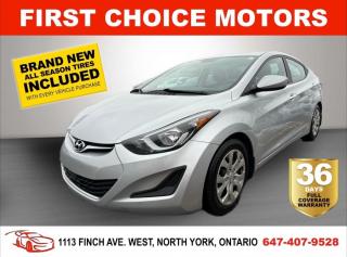 Welcome to First Choice Motors, the largest car dealership in Toronto of pre-owned cars, SUVs, and vans priced between $5000-$15,000. With an impressive inventory of over 300 vehicles in stock, we are dedicated to providing our customers with a vast selection of affordable and reliable options.<br><br>Were thrilled to offer a used 2014 Hyundai Elantra GL, silver color with 114,000km (STK#6770) This vehicle was $12990 NOW ON SALE FOR $10990. It is equipped with the following features:<br>- Automatic Transmission<br>- Heated seats<br>- Bluetooth<br>- Power windows<br>- Power locks<br>- Power mirrors<br>- Air Conditioning<br><br>At First Choice Motors, we believe in providing quality vehicles that our customers can depend on. All our vehicles come with a 36-day FULL COVERAGE warranty. We also offer additional warranty options up to 5 years for our customers who want extra peace of mind.<br><br>Furthermore, all our vehicles are sold fully certified with brand new brakes rotors and pads, a fresh oil change, and brand new set of all-season tires installed & balanced. You can be confident that this car is in excellent condition and ready to hit the road.<br><br>At First Choice Motors, we believe that everyone deserves a chance to own a reliable and affordable vehicle. Thats why we offer financing options with low interest rates starting at 7.9% O.A.C. Were proud to approve all customers, including those with bad credit, no credit, students, and even 9 socials. Our finance team is dedicated to finding the best financing option for you and making the car buying process as smooth and stress-free as possible.<br><br>Our dealership is open 7 days a week to provide you with the best customer service possible. We carry the largest selection of used vehicles for sale under $9990 in all of Ontario. We stock over 300 cars, mostly Hyundai, Chevrolet, Mazda, Honda, Volkswagen, Toyota, Ford, Dodge, Kia, Mitsubishi, Acura, Lexus, and more. With our ongoing sale, you can find your dream car at a price you can afford. Come visit us today and experience why we are the best choice for your next used car purchase!<br><br>All prices exclude a $10 OMVIC fee, license plates & registration and ONTARIO HST (13%)
