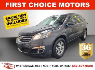 Welcome to First Choice Motors, the largest car dealership in Toronto of pre-owned cars, SUVs, and vans priced between $5000-$15,000. With an impressive inventory of over 300 vehicles in stock, we are dedicated to providing our customers with a vast selection of affordable and reliable options.<br><br>Were thrilled to offer a used 2015 Chevrolet Traverse LT, dark grey color with 192,000km (STK#6773) This vehicle was $13990 NOW ON SALE FOR $11990. It is equipped with the following features:<br>- Automatic Transmission<br>- Fully loaded<br>- Leather Seats<br>- Dual sunroof<br>- Heated seats<br>- All wheel drive<br>- 3rd row seating<br>- Parking distance control<br>- Bluetooth<br>- Reverse camera<br>- Alloy wheels<br>- Power windows<br>- Power locks<br>- Power mirrors<br>- Air Conditioning<br><br>At First Choice Motors, we believe in providing quality vehicles that our customers can depend on. All our vehicles come with a 36-day FULL COVERAGE warranty. We also offer additional warranty options up to 5 years for our customers who want extra peace of mind.<br><br>Furthermore, all our vehicles are sold fully certified with brand new brakes rotors and pads, a fresh oil change, and brand new set of all-season tires installed & balanced. You can be confident that this car is in excellent condition and ready to hit the road.<br><br>At First Choice Motors, we believe that everyone deserves a chance to own a reliable and affordable vehicle. Thats why we offer financing options with low interest rates starting at 7.9% O.A.C. Were proud to approve all customers, including those with bad credit, no credit, students, and even 9 socials. Our finance team is dedicated to finding the best financing option for you and making the car buying process as smooth and stress-free as possible.<br><br>Our dealership is open 7 days a week to provide you with the best customer service possible. We carry the largest selection of used vehicles for sale under $9990 in all of Ontario. We stock over 300 cars, mostly Hyundai, Chevrolet, Mazda, Honda, Volkswagen, Toyota, Ford, Dodge, Kia, Mitsubishi, Acura, Lexus, and more. With our ongoing sale, you can find your dream car at a price you can afford. Come visit us today and experience why we are the best choice for your next used car purchase!<br><br>All prices exclude a $10 OMVIC fee, license plates & registration and ONTARIO HST (13%)
