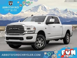<br> <br>  This Ram 3500 HD is class-leader in the heavy-duty truck segment thanks to its refined interior, forgiving ride, and tremendous towing and hauling capabilities. <br> <br>Endlessly capable, this 2023 Ram 3500HD pulls out all the stops, and has the towing capacity that sets it apart from the competition. On top of its proven Ram toughness, this Ram 3500HD has an ultra-quiet cabin full of amazing tech features that help make your workday more enjoyable. Whether youre in the commercial sector or looking for serious recreational towing rig, this impressive 3500HD is ready for anything that you are.<br> <br> This bright white sought after diesel Crew Cab 4X4 pickup   has a 6 speed automatic transmission and is powered by a Cummins 400HP 6.7L Straight 6 Cylinder Engine.<br> <br> Our 3500s trim level is Laramie. This incredible Ram 3500 Laramie comes well equipped with class V towing equipment including a hitch, brake controller and trailer sway control, heavy duty suspension, heated and power adjustable side mirrors, front and reverse utility lights, cargo box lighting, and a rear step bumper. On the inside, occupants are treated to heated and power-adjustable front seats with lumbar support, leather upholstery, dual-zone front automatic air conditioning, a leather-wrapped steering wheel, and illuminated front cupholders. Stay connected on the road via an 8.4-inch display powered by Uconnect 5 with GPS navigation, HD radio, Apple CarPlay and Android Auto, Alexa Built-In, SiriusXM streaming radio, trailer tow pages, off-road info pages, and mobile hotspot internet access. Additional features include a 10-speaker Alpine audio system, 115-volt rear auxiliary power outlet, remote engine start, and even more! This vehicle has been upgraded with the following features: 6.7 Cummins Ho Turbo Diesel, Sunroof, Leather Seats, Auto Leveling Rear Air Suspension, Sport Appearance Package, Clearance Lamps, 20-inch Polished Aluminum Wheels. <br><br> View the original window sticker for this vehicle with this url <b><a href=http://www.chrysler.com/hostd/windowsticker/getWindowStickerPdf.do?vin=3C63R3EL1PG575549 target=_blank>http://www.chrysler.com/hostd/windowsticker/getWindowStickerPdf.do?vin=3C63R3EL1PG575549</a></b>.<br> <br/> Total  cash rebate of $9450 is reflected in the price. Credit includes $9,450 Consumer Cash Discount.  6.49% financing for 96 months. <br> Buy this vehicle now for the lowest weekly payment of <b>$348.35</b> with $0 down for 96 months @ 6.49% APR O.A.C. ( taxes included, Plus applicable fees   ).  Incentives expire 2024-07-02.  See dealer for details. <br> <br>Abbotsford Chrysler, Dodge, Jeep, Ram LTD joined the family-owned Trotman Auto Group LTD in 2010. We are a BBB accredited pre-owned auto dealership.<br><br>Come take this vehicle for a test drive today and see for yourself why we are the dealership with the #1 customer satisfaction in the Fraser Valley.<br><br>Serving the Fraser Valley and our friends in Surrey, Langley and surrounding Lower Mainland areas. Abbotsford Chrysler, Dodge, Jeep, Ram LTD carry premium used cars, competitively priced for todays market. If you don not find what you are looking for in our inventory, just ask, and we will do our best to fulfill your needs. Drive down to the Abbotsford Auto Mall or view our inventory at https://www.abbotsfordchrysler.com/used/.<br><br>*All Sales are subject to Taxes and Fees. The second key, floor mats, and owners manual may not be available on all pre-owned vehicles.Documentation Fee $699.00, Fuel Surcharge: $179.00 (electric vehicles excluded), Finance Placement Fee: $500.00 (if applicable)<br> Come by and check out our fleet of 80+ used cars and trucks and 120+ new cars and trucks for sale in Abbotsford.  o~o