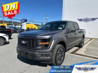 <b>20 Aluminum Wheels, Tow Package, Spray-In Bed Liner!</b><br> <br>   The Ford F-Series is the best-selling vehicle in Canada for a reason. Its simply the most trusted pickup for getting the job done. <br> <br>Just as you mould, strengthen and adapt to fit your lifestyle, the truck you own should do the same. The Ford F-150 puts productivity, practicality and reliability at the forefront, with a host of convenience and tech features as well as rock-solid build quality, ensuring that all of your day-to-day activities are a breeze. Theres one for the working warrior, the long hauler and the fanatic. No matter who you are and what you do with your truck, F-150 doesnt miss.<br> <br> This carbonized grey metallic Crew Cab 4X4 pickup   has a 10 speed automatic transmission and is powered by a  400HP 5.0L 8 Cylinder Engine.<br> <br> Our F-150s trim level is STX. This STX trim steps things up with upgraded aluminum wheels, along with great standard features such as class IV tow equipment with trailer sway control, remote keyless entry, cargo box lighting, and a 12-inch infotainment screen powered by SYNC 4 featuring voice-activated navigation, SiriusXM satellite radio, Apple CarPlay, Android Auto and FordPass Connect 5G internet hotspot. Safety features also include blind spot detection, lane keep assist with lane departure warning, front and rear collision mitigation and automatic emergency braking. This vehicle has been upgraded with the following features: 20 Aluminum Wheels, Tow Package, Spray-in Bed Liner. <br><br> View the original window sticker for this vehicle with this url <b><a href=http://www.windowsticker.forddirect.com/windowsticker.pdf?vin=1FTFW2L57RFA17495 target=_blank>http://www.windowsticker.forddirect.com/windowsticker.pdf?vin=1FTFW2L57RFA17495</a></b>.<br> <br>To apply right now for financing use this link : <a href=https://www.southcoastford.com/financing/ target=_blank>https://www.southcoastford.com/financing/</a><br><br> <br/> Weve discounted this vehicle $1349. Total  cash rebate of $2000 is reflected in the price. Credit includes $2,000 Delivery Allowance.  0% financing for 60 months. 1.99% financing for 84 months. <br> Buy this vehicle now for the lowest bi-weekly payment of <b>$404.19</b> with $0 down for 84 months @ 1.99% APR O.A.C. ( Plus applicable taxes -  $595 Administration Fee included    / Total Obligation of $73563  ).  Incentives expire 2024-05-31.  See dealer for details. <br> <br> <br>LEASING:<br><br>Estimated Lease Payment: $351 bi-weekly <br>Payment based on 2.99% lease financing for 48 months with $0 down payment on approved credit. Total obligation $36,540. Mileage allowance of 16,000 KM/year. Offer expires 2024-05-31.<br><br><br>Call South Coast Ford Sales or come visit us in person. Were convenient to Sechelt, BC and located at 5606 Wharf Avenue. and look forward to helping you with your automotive needs. <br><br> Come by and check out our fleet of 20+ used cars and trucks and 110+ new cars and trucks for sale in Sechelt.  o~o