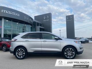 Explore the allure of the 2016 Ford Edge Titanium, impeccably maintained and now for sale at Jerry Pfeil Mazda in Owen Sound, Ontario. With only one previous owner, 176,918 kilometres, and a spotless accident-free history, this sleek marvel seamlessly blends sophistication and performance. From its meticulously designed interior to its attention-commanding exterior, every detail speaks of a thrilling driving experience. To schedule a test drive, call 519-376-2240. Dont miss the chance to own this road-tested gem where style, performance, and comfort converge.