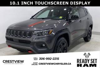 COMPASS TRAILHAWK 4X4 Check out this vehicles pictures, features, options and specs, and let us know if you have any questions. Helping find the perfect vehicle FOR YOU is our only priority.P.S...Sometimes texting is easier. Text (or call) 306-994-7040 for fast answers at your fingertips!This Jeep Compass boasts a Intercooled Turbo Regular Unleaded I-4 2.0 L/122 engine powering this Automatic transmission. TWO-TONE PAINT W/GLOSS BLACK ROOF, TRANSMISSION: 8-SPEED AUTOMATIC, QUICK ORDER PACKAGE 29H TRAILHAWK ELITE.* This Jeep Compass Features the Following Options *ENGINE: 2.0L DOHC I-4 DI TURBO, BLACK W/RUBY RED ACCENT, PREMIUM LEATHER-FACED BUCKET SEATS, BLACK, Wheels: 17 x 6.5 Painted Black Aluminum, Vinyl Door Trim Insert, Transmission w/Driver Selectable Mode and Autostick Sequential Shift Control, Trailer Sway Control, Tires: 215/65R17 BSW AS On/Off Road, Strut Front Suspension w/Coil Springs, Streaming Audio.* Stop By Today *A short visit to Crestview Chrysler (Capital) located at 601 Albert St, Regina, SK S4R2P4 can get you a tried-and-true Compass today!