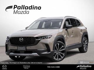 <b>Heads Up Display,  Sunroof,  Cooled Seats,  Leather Seats,  Bose Premium Audio!</b><br> <br> <br> <br>  This CX-50 allows for a heightened connection with nature. <br> <br>With its wide stance, high ground clearance, flared fenders, and low roofline, the CX-50 beckons you to go further. Responsiveness and control are always at your fingertips, no matter the environment. It is in our nature to explore, and this CX-50 was purpose built to follow our nature. Explore the unknown territory within yourself and your world with the CX-50.<br> <br> This zircon sand metallic SUV  has an automatic transmission and is powered by a  2.5L I4 16V GDI DOHC Turbo engine.<br> <br> Our CX-50s trim level is GT Turbo. With punch performance and a slew of creature comforts, this GT Turbo is ready to impress. Additions include a heads up display, navigation, Bose premium audio, heated and cooled leather seats, parking sensors, blind spot assist, and an aerial view 360 degree camera. This CX-50 makes every adventure an experience with awesome features like a sunroof and a heated steering wheel. Mazda Connect infotainment featuring Apple CarPlay, Android Auto, Bluetooth, and wireless connectivity make sure you always stay connected. A power liftgate, proximity key, automatic high beams provide stylish convenience while distance pacing cruise with stop and go, lane keep assist, blind spot detection, and smart brake support helps you drive with confidence. This vehicle has been upgraded with the following features: Heads Up Display,  Sunroof,  Cooled Seats,  Leather Seats,  Bose Premium Audio,  Navigation,  Heated Seats. <br><br> <br>To apply right now for financing use this link : <a href=https://www.palladinomazda.ca/finance/ target=_blank>https://www.palladinomazda.ca/finance/</a><br><br> <br/>    Incentives expire 2024-05-31.  See dealer for details. <br> <br>Palladino Mazda in Sudbury Ontario is your ultimate resource for new Mazda vehicles and used Mazda vehicles. We not only offer our clients a large selection of top quality, affordable Mazda models, but we do so with uncompromising customer service and professionalism. We takes pride in representing one of Canadas premier automotive brands. Mazda models lead the way in terms of affordability, reliability, performance, and fuel efficiency.<br> Come by and check out our fleet of 90+ used cars and trucks and 110+ new cars and trucks for sale in Sudbury.  o~o