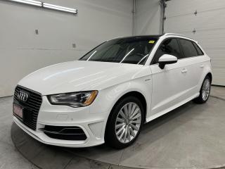 RARE PROGRESSIV SPORTBACK E-TRON PLUG-IN HYBRID W/ PARK ASSIST & NAVIGATION PACKAGES INCL. SUNROOF, BACKUP CAMERA W/ FRONT & REAR SENSORS, HEATED LEATHER SEATS AND 17-IN PREMIUM ALLOYS! Navigation, paddle shifters, power seats, dual-zone climate control, rain-sensing wipers, leather-wrapped steering wheel, Audi drive select, auto headlights, keyless entry w/ push start, cruise control, fog lights and Sirius XM!