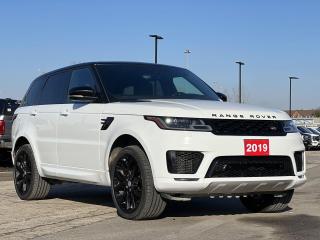 Fuji White 2019 Land Rover Range Rover Sport Supercharged 4D Sport Utility 5.0L V8 Supercharged 8-Speed Automatic 4WD 12 Speakers, 16-Way Power Climate Front Seats, 3.31 Axle Ratio, 360 Degree Surround Camera, 4-Wheel Disc Brakes, ABS brakes, Adaptive Cruise Control w/Steering Assist, Adaptive suspension, Air Conditioning, Alloy wheels, AM/FM radio: SiriusXM, Auto tilt-away steering wheel, Auto-dimming door mirrors, Auto-dimming Rear-View mirror, Automatic temperature control, Black Exterior Pack, Blind Spot Assist, Block heater, Brake assist, Bumpers: body-colour, Child-Seat-Sensing Airbag, Climate Comfort Pack, Compass, Delay-off headlights, Driver Assist Pack, Driver door bin, Driver vanity mirror, Drivers Seat Mounted Armrest, Dual front impact airbags, Dual front side impact airbags, Electronic Stability Control, Emergency communication system: InControl Protect, Exterior Parking Camera Rear, Four wheel independent suspension, Four-Zone Climate Control, Front anti-roll bar, Front Bucket Seats, Front Centre Console Refrigerator Compartment, Front dual zone A/C, Front fog lights, Front reading lights, Fully automatic headlights, Garage door transmitter: HomeLink, Headlight cleaning, Heated door mirrors, Heated front seats, Heated rear seats, Heated steering wheel, High-Speed Emergency Braking, Illuminated entry, Lane Keep Assist, Leather Shift Knob, Low tire pressure warning, Memory seat, Meridian Sound System (380W), Narvik Black Grille Inner Surround, Narvik Black Mirror Housing, Occupant sensing airbag, Outside temperature display, Overhead airbag, Overhead console, Panic alarm, Park Assist, Passenger door bin, Passenger seat mounted armrest, Passenger vanity mirror, Power door mirrors, Power driver seat, Power Liftgate, Power moonroof, Power passenger seat, Power steering, Power windows, Radio data system, Radio: AM/FM w/SiriusXM Satellite Radio, Rain sensing wipers, Rear anti-roll bar, Rear fog lights, Rear reading lights, Rear window defroster, Rear window wiper, Remote keyless entry, Security system, Speed control, Speed-sensing steering, Speed-Sensitive Wipers, Split folding rear seat, Spoiler, SPORT Badge in Black, Steering wheel memory, Steering wheel mounted audio controls, Tachometer, Telescoping steering wheel, Tilt steering wheel, Traction control, Trip computer, Turn signal indicator mirrors, Twin-Blade Sunvisors w/Illuminated Vanity Mirrors, Variably intermittent wipers, Ventilated front seats, Wheels: 21 5 Split-Spoke Style 5085, Windsor Leather Seat Trim.

Awards:
  * ALG Canada Residual Value Awards, Residual Value Awards