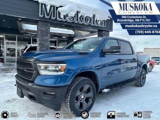 This RAM 1500 BIG HORN, with a 5.7L HEMI V-8 engine engine, features a 8-speed automatic transmission, and generates 22 highway/18 city L/100km. Find this vehicle with only 38 kilometers!  RAM 1500 BIG HORN Options: This RAM 1500 BIG HORN offers a multitude of options. Technology options include: 1 LCD Monitor In The Front, AM/FM/Satellite-Prep w/Seek-Scan, Clock, Aux Audio Input Jack, Steering Wheel Controls, Voice Activation, Radio Data System and External Memory Control, GPS Antenna Input, Radio: Uconnect 3 w/5 Display, grated Voice Command w/Bluetooth.  Safety options include Tailgate/Rear Door Lock Included w/Power Door Locks, Variable Intermittent Wipers, 1 LCD Monitor In The Front, Power Door Locks w/Autolock Feature, Airbag Occupancy Sensor.  Visit Us: Find this RAM 1500 BIG HORN at Muskoka Chrysler today. We are conveniently located at 380 Ecclestone Dr Bracebridge ON P1L1R1. Muskoka Chrysler has been serving our local community for over 40 years. We take pride in giving back to the community while providing the best customer service. We appreciate each and opportunity we have to serve you, not as a customer but as a friend