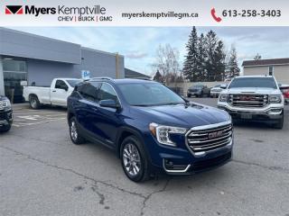 <b>Low Mileage, Leather Seats,  Power Liftgate,  Remote Start,  Aluminum Wheels,  Lane Keep Assist!</b><br> <br>     This  2022 GMC Terrain is for sale today. <br> <br>This 2022 GMC Terrain shows that Professional Grade is more than an idea, its a way of life. From endless details that relentlessly improve the SUVs usability, to striking style, and amazing capability, this 2022 Terrain is exactly what you expect from a GMC SUV. The interior has a clean design, with upscale materials like soft-touch surfaces and premium trim. Quiet, spacious and comfortable, this Terrain is exactly what youd expect from the Professional Grade SUV. For the next step in the evolution of the crossover and small SUV segment, dont miss this GMC Terrain. This low mileage  SUV has just 19,771 kms. Its  blue in colour  . It has an automatic transmission and is powered by a  170HP 1.5L 4 Cylinder Engine. <br> <br> Our Terrains trim level is SLT. Stepping up to this loaded Terrain SLT is a great choice as it comes loaded with leather front seats with memory settings, a large colour touchscreen infotainment system featuring wireless Apple CarPlay, Android Auto and SiriusXM plus its also 4G LTE hotspot capable. This Terrain SLT also includes a power rear liftgate, stylish aluminum wheels, a leather-wrapped steering wheel, Teen Driver technology, a remote engine starter, an HD rear vision camera, lane keep assist with lane departure warning, forward collision alert, LED signature lighting, StabiliTrak with hill decent control, power driver and passenger seats and a 60/40 split-folding rear seat to make hauling larger items a breeze. This vehicle has been upgraded with the following features: Leather Seats,  Power Liftgate,  Remote Start,  Aluminum Wheels,  Lane Keep Assist,  Forward Collision Alert,  Rear View Camera. <br> <br>To apply right now for financing use this link : <a href=https://www.myerskemptvillegm.ca/finance/ target=_blank>https://www.myerskemptvillegm.ca/finance/</a><br><br> <br/><br>Myers deals with almost every major lender and can offer the most competitive financing options available. All of our premium used vehicles are fully detailed, subjected to a minimum 150 point inspection and are fully backed by the dealership and General Motors. <br><br>For more details on our Myers Exclusive Engine Transmission for life coverage, follow this link: <a href=https://www.myerskanatagm.ca/myers-engine-transmission-for-life/>Life Time Coverage</a>*LIFETIME ENGINE TRANSMISSION WARRANTY NOT AVAILABLE ON VEHICLES WITH KMS EXCEEDING 140,000KM, VEHICLES 8 YEARS & OLDER, OR HIGHLINE BRAND VEHICLE(eg. BMW, INFINITI. CADILLAC, LEXUS...) o~o