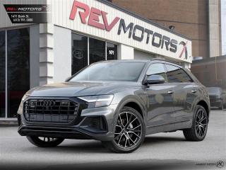 2021 Audi Q8 Progressive S-Line | Heated and Ventilated Seats | Panoramic Sunroof<br/>  <br/> Daytona Grey Pearlescent Exterior | Black Leather Interior | Alloy Wheels | Keyless Entry | Blind Spot Assist | Front Power Seats | Power Trunk | Front and Rear Heated Seats | Rear Climate Control | Voice Control | Adaptive Cruise Control | Bluetooth Connection | Front Ventilated Seats | Audi Drive Select | Push Button Start | Heated Mirrors | Fold-In Power Mirrors | Rain Sensor | Panoramic Sunroof | Efficiency Assist | Ambient Lighting | Parking Aid Plus with 360 Degree Camera | Rear Cross Traffic Assist | Speed Warning | Distance Warning | Lane Departure Warning | Audi Pre Sense Front | Audi Pre Sense Rear | Side Assist | Navigation | LED Headlamps | LED Rear Cmbination Lamps with Dynamic Turn SIgnal | Adaptive Cruise Control with Efficiency Assist and Swerve Assist | Audi Virtual Cockpit Plus | Ambient Lighting Package | 48V Electircal Mild Hybrid System and much more. <br/> <br/>  <br/> This Vehicle has travelled 64,962kms <br/> <br/>  <br/> *** NO additional fees except for taxes and licensing! *** <br/> <br/>  <br/> *** 100-point inspection on all our vehicles & always detailed inside and out *** <br/> <br/>  <br/> RevMotors is at your service to ensure you find the right car for YOU. Even if we do not have it in our inventory, we are more than happy to find you the vehicle that you are looking for. Give us a call at 613-791-3000 or visit us online at www.revmotors.ca <br/> <br/>  <br/> a nous donnera du plaisir de vous servir en Franais aussi! <br/> <br/>  <br/> CERTIFICATION * All our vehicles are sold Certified and E-Tested for the province of Ontario (Quebec Safety Available, additional charges may apply) <br/> FINANCING AVAILABLE * RevMotors offers competitive finance rates through many of the major banks. Should you feel like youve had credit issues in the past, we have various financing solutions to get you on the road.  We accept No Credit - New Credit - Bad Credit - Bankruptcy - Students and more!! <br/> EXTENDED WARRANTY * For your peace of mind, if one of our used vehicles is no longer covered under the manufacturers warranty, RevMotors will provide you with a 6 month / 6000KMS Limited Powertrain Warranty. You always have the options to upgrade to more comprehensive coverage as well. Well be more than happy to review the options and chose the coverage thats right for you! <br/> TRADES * Do you have a Trade-in? We offer competitive trade in offers for your current vehicle! <br/> SHIPPING * We can ship anywhere across Canada. Give us a call for a quote and we will be happy to help! <br/> <br/>  <br/> Buy with confidence knowing that we always have your best interests in mind! <br/>