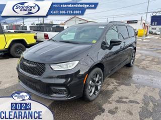 <b>Appearance Package!</b><br> <br> <br> <br>  This Chrysler Pacifica is the most flexible minivan on the market, bar none. <br> <br>Designed for the family on the go, this 2023 Chrysler Pacifica is loaded with clever and luxurious features that will make it feel like a second home on the road. Far more than your moms old minivan, this stunning Pacifica will feel modern, sleek, and cool enough to still impress your neighbors. If you need a minivan for your growing family, but still want something that feels like a luxury sedan, then this Pacifica is designed just for you.<br> <br> This brilliant black crystal pearl  van  has an automatic transmission and is powered by a  287HP 3.6L V6 Cylinder Engine.<br> <br> Our Pacificas trim level is Touring L AWD. This Pacifica Touring L features AWD for all-season capability, and steps things up with Caprice synthetic leather upholstery, Apple CarPlay and Android Auto connectivity, USB mobile projection and an 360 camera system, along with great standard features like power sliding doors, heated and power-adjustable front seats with lumbar support and cushion tilt, 2nd row captains chairs with 60-40 split bench 3rd row seats, a heated TechnoLeather leatherette steering wheel, adaptive cruise control, proximity keyless entry with remote engine start, and a power tailgate for rear cargo access. Additional features also include a 10.1-inch infotainment screen powered by Uconnect 5, dual-zone front climate control, blind spot detection, Park Assist rear parking sensors, lane keeping assist with lane departure warning, and forward collision warning with active braking. This vehicle has been upgraded with the following features: Appearance Package. <br><br> View the original window sticker for this vehicle with this url <b><a href=http://www.chrysler.com/hostd/windowsticker/getWindowStickerPdf.do?vin=2C4RC3BG7PR573312 target=_blank>http://www.chrysler.com/hostd/windowsticker/getWindowStickerPdf.do?vin=2C4RC3BG7PR573312</a></b>.<br> <br>To apply right now for financing use this link : <a href=https://standarddodge.ca/financing target=_blank>https://standarddodge.ca/financing</a><br><br> <br/><br>* Visit Us Today *Youve earned this - stop by Standard Chrysler Dodge Jeep Ram located at 208 Cheadle St W., Swift Current, SK S9H0B5 to make this car yours today! <br> Pricing may not reflect additional accessories that have been added to the advertised vehicle<br><br> Come by and check out our fleet of 30+ used cars and trucks and 110+ new cars and trucks for sale in Swift Current.  o~o