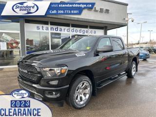 <b>5.7L V8 HEMI MDS VVT eTorque Engine, Tradesman Level 1 Equipment Group, Sport Appearance Package, Trailer Hitch, Bed Utility Group!</b><br> <br> <br> <br>  Whether you need tough and rugged capability, or soft and comfortable luxury, this 2024 Ram delivers every time. <br> <br>The Ram 1500s unmatched luxury transcends traditional pickups without compromising its capability. Loaded with best-in-class features, its easy to see why the Ram 1500 is so popular. With the most towing and hauling capability in a Ram 1500, as well as improved efficiency and exceptional capability, this truck has the grit to take on any task.<br> <br> This diamond black crystal pearlcoat Crew Cab 4X4 pickup   has a 8 speed automatic transmission and is powered by a  395HP 5.7L 8 Cylinder Engine.<br> <br> Our 1500s trim level is Tradesman. This Ram 1500 Tradesman is ready for whatever you throw at it, with a great selection of standard features such as class II towing equipment including a hitch, wiring harness and trailer sway control, heavy-duty suspension, cargo box lighting, and a locking tailgate. Additional features include heated and power adjustable side mirrors, UCconnect 3, push button start, cruise control, air conditioning, vinyl floor lining, and a rearview camera. This vehicle has been upgraded with the following features: 5.7l V8 Hemi Mds Vvt Etorque Engine, Tradesman Level 1 Equipment Group, Sport Appearance Package, Trailer Hitch, Bed Utility Group. <br><br> View the original window sticker for this vehicle with this url <b><a href=http://www.chrysler.com/hostd/windowsticker/getWindowStickerPdf.do?vin=1C6SRFGT7RN128714 target=_blank>http://www.chrysler.com/hostd/windowsticker/getWindowStickerPdf.do?vin=1C6SRFGT7RN128714</a></b>.<br> <br>To apply right now for financing use this link : <a href=https://standarddodge.ca/financing target=_blank>https://standarddodge.ca/financing</a><br><br> <br/><br>* Visit Us Today *Youve earned this - stop by Standard Chrysler Dodge Jeep Ram located at 208 Cheadle St W., Swift Current, SK S9H0B5 to make this car yours today! <br> Pricing may not reflect additional accessories that have been added to the advertised vehicle<br><br> Come by and check out our fleet of 30+ used cars and trucks and 120+ new cars and trucks for sale in Swift Current.  o~o