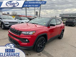 <b>2.0L I4 DOHC DI Turbo Engine w/ ESS!</b><br> <br> <br> <br>  This 2024 Jeep Compass features gorgeous styling and introduces new innovative ways to enhance your driving experience. <br> <br>Keeping with quintessential Jeep engineering, this 2024 Compass sports a striking exterior design, with an extremely refined interior, loaded with the latest and greatest safety, infotainment and convenience technology. This SUV also has the off-road prowess to booth, with rugged build quality and great reliability to ensure that you get to your destination and back, as many times as you want. <br> <br> This redline pearl coat             SUV  has a 8 speed automatic transmission and is powered by a  200HP 2.0L 4 Cylinder Engine.<br> <br> Our Compasss trim level is Altitude. This Compass Altitude adds on leather seating upholstery and mobile hotspot internet access, and steps things up with a heated steering wheel, remote engine start, roof rack rails, front fog lamps and cornering headlamps, in addition to heated front seats, a 10.1-inch infotainment screen powered by Uconnect 5 with Apple CarPlay and Android Auto, towing equipment including trailer sway control, push button start, air conditioning, cruise control with steering wheel controls, and front and rear cupholders. Safety features also include lane keeping assist with lane departure warning, forward collision warning with active braking, driver monitoring alert, and a rearview camera. This vehicle has been upgraded with the following features: 2.0l I4 Dohc Di Turbo Engine W/ Ess. <br><br> View the original window sticker for this vehicle with this url <b><a href=http://www.chrysler.com/hostd/windowsticker/getWindowStickerPdf.do?vin=3C4NJDFN7RT576651 target=_blank>http://www.chrysler.com/hostd/windowsticker/getWindowStickerPdf.do?vin=3C4NJDFN7RT576651</a></b>.<br> <br>To apply right now for financing use this link : <a href=https://standarddodge.ca/financing target=_blank>https://standarddodge.ca/financing</a><br><br> <br/><br>* Visit Us Today *Youve earned this - stop by Standard Chrysler Dodge Jeep Ram located at 208 Cheadle St W., Swift Current, SK S9H0B5 to make this car yours today! <br> Pricing may not reflect additional accessories that have been added to the advertised vehicle<br><br> Come by and check out our fleet of 30+ used cars and trucks and 120+ new cars and trucks for sale in Swift Current.  o~o