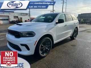 <b>Sunroof,  Cooled Seats,  Navigation,  Apple CarPlay,  Android Auto!</b><br> <br> <br> <br>  Amazing suspension, a roomy, comfortable interior, and awesome motors from the Dodge line, the Dodge Durango is ready to roll. <br> <br>Filled with impressive standard features, this family friendly 2023 Dodge Durango is a surprising and adventurous SUV. Versatile as they come, you can manage any road you find in comfort and style, while effortlessly leading the pack in this Dodge Durango. For a capable, impressive, and versatile family SUV that can still climb mountains, this Dodge Durango is ready for your familys next big adventure.<br> <br> This  SUV  has a 8 speed automatic transmission and is powered by a  295HP 3.6L V6 Cylinder Engine.<br> <br> Our Durangos trim level is GT. Step up to this Durango GT and be rewarded with an express open/close sunroof, a power operated liftgate for rear cargo access, Nappa leather upholstery, ventilated and heated front seats with lumbar support and memory function, heated rear seats, adaptive cruise control, and upgraded tow equipment with hitch and sway control and trailer brake control. The standard features continue with remote engine start, a sport leather-wrapped heated steering wheel, and an upgraded 10.1-inch infotainment screen powered by Uconnect 5 and features inbuilt GPS navigation, Apple CarPlay, Android Auto, mobile hotspot internet access, and SiriusXM satellite radio. Safety features also include blind spot detection with rear cross traffic alert, forward collision mitigation, ParkSense with rear parking sensors, and even more. This vehicle has been upgraded with the following features: Sunroof,  Cooled Seats,  Navigation,  Apple Carplay,  Android Auto,  4g Wi-fi,  Leather Seats. <br><br> View the original window sticker for this vehicle with this url <b><a href=http://www.chrysler.com/hostd/windowsticker/getWindowStickerPdf.do?vin=1C4RDJDG0PC694335 target=_blank>http://www.chrysler.com/hostd/windowsticker/getWindowStickerPdf.do?vin=1C4RDJDG0PC694335</a></b>.<br> <br>To apply right now for financing use this link : <a href=https://standarddodge.ca/financing target=_blank>https://standarddodge.ca/financing</a><br><br> <br/><br>* Visit Us Today *Youve earned this - stop by Standard Chrysler Dodge Jeep Ram located at 208 Cheadle St W., Swift Current, SK S9H0B5 to make this car yours today! <br> Pricing may not reflect additional accessories that have been added to the advertised vehicle<br><br> Come by and check out our fleet of 30+ used cars and trucks and 110+ new cars and trucks for sale in Swift Current.  o~o