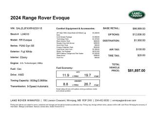 New 2024 Land Rover Evoque Dynamic SE for sale in Winnipeg, MB