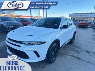 <b>Leather Seats, 2.0L I4 DOHC DI Turbo Engine w/ ESS!</b><br> <br> <br> <br>  Bold and brash  like car, like driver; this 2024 Hornet leaves nothing to be desired. <br> <br>This 2024 Dodge Hornet features sharp aggressive exterior styling combined with astounding performance from a selection of powertrains to ensure that this head-turning SUV stays on top of the pack. With an addition of a new hybrid power unit, exceptional acceleration as well as impressive efficiency is expected. For a taste of the new chapter of Dodge, step this way.<br> <br> This q ball                         SUV  has an automatic transmission and is powered by a  268HP 2.0L 4 Cylinder Engine.<br> <br> Our Hornets trim level is GT Plus. Stepping up to this GT Plus trim rewards you with inbuilt navigation, ventilated and heated leather seats with power adjustment and lumbar support, a power liftgate, a leather-wrapped heated steering wheel, remote engine start, and a 6-speaker Harman Kardon audio system. Other amazing standard features include a wireless charging pad for mobile devices, a 10.25-inch infotainment screen powered by Uconnect 5 with wireless Apple CarPlay and Android Auto, LED lights with daytime running lights and automatic high beams, towing equipment with trailer sway control, upfitter switches, and power heated side mirrors. Safety on the road is assured thanks to blind spot detection, ParkSense rear parking sensors, forward collision warning with rear cross path detection, lane departure warning, and a ParkView back-up camera. Additional features include mobile hotspot internet access, front and rear cupholders, proximity keyless entry with push button start, traffic distance pacing, dual-zone front air conditioning, and so much more! This vehicle has been upgraded with the following features: Leather Seats, 2.0l I4 Dohc Di Turbo Engine W/ Ess. <br><br> View the original window sticker for this vehicle with this url <b><a href=http://www.chrysler.com/hostd/windowsticker/getWindowStickerPdf.do?vin=ZACNDFBNXR3A18610 target=_blank>http://www.chrysler.com/hostd/windowsticker/getWindowStickerPdf.do?vin=ZACNDFBNXR3A18610</a></b>.<br> <br>To apply right now for financing use this link : <a href=https://standarddodge.ca/financing target=_blank>https://standarddodge.ca/financing</a><br><br> <br/><br>* Visit Us Today *Youve earned this - stop by Standard Chrysler Dodge Jeep Ram located at 208 Cheadle St W., Swift Current, SK S9H0B5 to make this car yours today! <br> Pricing may not reflect additional accessories that have been added to the advertised vehicle<br><br> Come by and check out our fleet of 30+ used cars and trucks and 90+ new cars and trucks for sale in Swift Current.  o~o