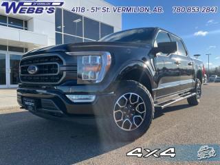 <b>FX4 Off-Road Package, Remote Engine Start, 6 inch Extended Dark Grey Running Boards, Tailgate Step, 18 inch Aluminum Wheels!</b><br> <br> <br> <br>  Smart engineering, impressive tech, and rugged styling make the F-150 hard to pass up. <br> <br>The perfect truck for work or play, this versatile Ford F-150 gives you the power you need, the features you want, and the style you crave! With high-strength, military-grade aluminum construction, this F-150 cuts the weight without sacrificing toughness. The interior design is first class, with simple to read text, easy to push buttons and plenty of outward visibility. With productivity at the forefront of design, the F-150 makes use of every single component was built to get the job done right!<br> <br> This agate black Crew Cab 4X4 pickup   has a 10 speed automatic transmission and is powered by a  400HP 3.5L V6 Cylinder Engine.<br> <br> Our F-150s trim level is XLT. Upgrading to the class leader, this Ford F-150 XLT comes very well equipped with remote keyless entry and remote engine start, dynamic hitch assist, Ford Co-Pilot360 that features lane keep assist, pre-collision assist and automatic emergency braking. Enhanced features include aluminum wheels, chrome exterior accents, SYNC 4 with enhanced voice recognition, Apple CarPlay and Android Auto, FordPass Connect 4G LTE, steering wheel mounted cruise control, a powerful audio system, cargo box lights, power door locks and a rear view camera to help when backing out of a tight spot. This vehicle has been upgraded with the following features: Fx4 Off-road Package, Remote Engine Start, 6 Inch Extended Dark Grey Running Boards, Tailgate Step, 18 Inch Aluminum Wheels, Power Sliding Rear Window, Power Folding Mirrors. <br><br> View the original window sticker for this vehicle with this url <b><a href=http://www.windowsticker.forddirect.com/windowsticker.pdf?vin=1FTFW1E83PFC60378 target=_blank>http://www.windowsticker.forddirect.com/windowsticker.pdf?vin=1FTFW1E83PFC60378</a></b>.<br> <br>To apply right now for financing use this link : <a href=https://www.webbsford.com/financing/ target=_blank>https://www.webbsford.com/financing/</a><br><br> <br/>    0% financing for 60 months. 1.99% financing for 84 months. <br> Buy this vehicle now for the lowest bi-weekly payment of <b>$460.26</b> with $0 down for 84 months @ 1.99% APR O.A.C. ( taxes included, $149 documentation fee   / Total cost of borrowing $5600   ).  Incentives expire 2024-03-14.  See dealer for details. <br> <br>Webbs Ford is located at 4118 - 51st Street in beautiful Vermilion, AB. <br/>We offer superior sales and service for our valued customers and are committed to serving our friends and clients with the best services possible. If you are looking to set up a test drive in one of our new Fords or looking to inquire about financing options, please call (780) 853-2841 and speak to one of our professional staff members today.   o~o