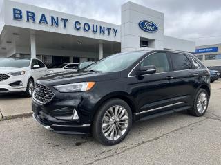 <p class=MsoNoSpacing><span style=font-family: Segoe UI,sans-serif; color: #333333; background: white;>Cash Price only please ask about our finance offer.</span></p><p>KEY FEATURES: 2024 Ford Edge, Titanium, AWD, 2.0L EcoBoost, Black, leather seats, Panoramic Roof, evasive steering, leather, connected voice activated navigation, cold weather package, heated steering wheel, floor liners front and rear, heated and Cooled front seats, titanium elite package, Trailer tow package, rear backup camera, rear sensors, remote stop, pre-collision assist, intelligent Access, Lane keeps system, fordpass, sync connect and more.</p><p><br />Please Call 519-756-6191, Email sales@brantcountyford.ca for more information and availability on this vehicle.  Brant County Ford is a family owned dealership and has been a proud member of the Brantford community for over 40 years!</p><p><br /><span style=white-space: pre;> </span></p><p><br />** PURCHASE PRICE ONLY (Includes) Fords Delivery Allowance</p><p><br />** See dealer for details.</p><p>*Please note all prices are plus HST and Licencing. </p><p>* Prices in Ontario, Alberta and British Columbia include OMVIC/AMVIC fee (where applicable), accessories, other dealer installed options, administration and other retailer charges. </p><p>*The sale price assumes all applicable rebates and incentives (Delivery Allowance/Non-Stackable Cash/3-Payment rebate/SUV Bonus/Winter Bonus, Safety etc</p><p>All prices are in Canadian dollars (unless otherwise indicated). Retailers are free to set individual prices.</p>