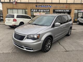 2015 Chrysler Town and Country S, a Great Choice for a Family Mini Van !<br><br>GREAT CONDITION, this 2015 Chrysler Town and Country comes with a 3.6 LITRE 6 CYLINDER ENGINE that puts out 263 HORSEPOWER.<br><br>Interior includes: LEATHER HEATED SEATS, HEATED STEERING WHEEL, a GREAT SOUNDING STEREO SYSTEM, and REAR TV !<br><br>Well reviewed:  ...the 2015 Town & Country is a well thought-out vehicle. Chryslers long experience almost guarantees you wont be disappointed, either with the Town & Countrys design and family-friendly touches, or with its value,  (edumunds.com).<br><br> The 2015 Chrysler Town & Country is a decent used minivan . Its cabin has quality materials, a straightforward dashboard layout, and an abundance of standard tech features,  (cars.usnews.com).<br><br>Includes BACK UP CAMERA and NAVIGATION !<br><br>STOW N GO !<br><br>Comes complete with power locks, power windows, and keyless remote entry.<br><br>This car has safety included in the advertised price.<br><br>Please Note: HST and Licensing is an additional fee separate from the advertised price. <br><br>We have a strong confidence in our cars, if you want to have a car inspected, Vision Fine Cars welcomes it.<br>  <br>Certain Crypto-Currency accepted as payment, Charges will apply.