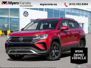 <b>Sunroof,  Leather Seats,  Cooled Seats,  Premium Audio,  Navigation!</b><br> <br> <br> <br>  A digital cockpit and a turbocharged motor check all the boxes for this 2023 VW Taos. <br> <br>The VW Taos was built for the adventurer in all of us. With all the tech you need for a daily driver married to all the classic VW capability, this SUV can be your weekend warrior, too. Exceeding every expectation was the design motto for this compact SUV, and VW engineers delivered. For an SUV thats just right, check out this 2023 Volkswagen Taos.<br> <br> This kings red SUV  has an automatic transmission and is powered by a  1.5L I4 16V GDI DOHC Turbo engine.<br> <br> Our Taoss trim level is Highline. This range-topping Taos Highline rewards you with an express open/close sunroof with a power sunshade, ventilated and heated leather front seats with power adjustment and lumbar support, an upgraded 6-speaker Beats audio system, a wireless charging pad for mobile devices, adaptive cruise control, remote engine start, dual-zone climate control, and a heated leatherette-wrapped steering wheel. Also standard include front and rear cupholders, proximity keyless entry, two 12-volt DC power outlet, and an upgraded 8-inch infotainment touchscreen now with satellite navigation, wireless Apple CarPlay and Android Auto, VW Car-Net, and SiriusXM satellite radio. Additional features include lane departure warning, lane keep assist, blind spot monitoring, front collision warning with autonomous emergency braking, front and rear collision mitigation, LED headlights with daytime running lights, a rearview camera, and even more. This vehicle has been upgraded with the following features: Sunroof,  Leather Seats,  Cooled Seats,  Premium Audio,  Navigation,  Wireless Charging,  Adaptive Cruise Control.  This is a demonstrator vehicle driven by a member of our staff and has just 4325 kms.<br><br> <br>To apply right now for financing use this link : <a href=https://www.myersvw.ca/en/form/new/financing-request-step-1/44 target=_blank>https://www.myersvw.ca/en/form/new/financing-request-step-1/44</a><br><br> <br/> Weve discounted this vehicle $3791. See dealer for details. <br> <br>Call one of our experienced Sales Representatives today and book your very own test drive! Why buy from us? Move with the Myers Automotive Group since 1942! We take all trade-ins - Appraisers on site!<br> Come by and check out our fleet of 20+ used cars and trucks and 100+ new cars and trucks for sale in Kanata.  o~o