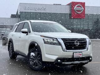 <b>Sunroof,  Navigation,  Heated Seats,  Apple CarPlay,  Android Auto!</b><br> <br> <br> <br>  You can return to your rugged roots in this 2024 Nissan Pathfinder. <br> <br>With all the latest safety features, all the latest innovations for capability, and all the latest connectivity and style features you could want, this 2024 Nissan Pathfinder is ready for every adventure. Whether its the urban cityscape, or the backcountry trail, this 2024Pathfinder was designed to tackle it with grace. If you have an active family, they deserve all the comfort, style, and capability of the 2024 Nissan Pathfinder.<br> <br> This pearl white SUV  has a 9 speed automatic transmission and is powered by a  284HP 3.5L V6 Cylinder Engine.<br> <br> Our Pathfinders trim level is SV. This Pathfinder SV comes with even more convenience and capability with added navigation with voice activation, a proximity key with proximity cargo access, power liftgate, smart device remote start, a dual row sunroof, Class III towing equipment with hitch and sway control, fog lamps, front and rear parking sensors, and a 360-degree camera. This family SUV is ready for the city or the trail with modern features such as NissanConnect with touchscreen and voice command, Apple CarPlay and Android Auto, paddle shifters, automatic locking hubs, alloy wheels, and automatic LED headlamps. Keep your family safe and comfortable with heated seats, a heated leather steering wheel, remote keyless entry and push button start, collision mitigation, lane keep assist, and blind spot intervention. This vehicle has been upgraded with the following features: Sunroof,  Navigation,  Heated Seats,  Apple Carplay,  Android Auto,  Power Liftgate,  Blind Spot Detection. <br><br> <br>To apply right now for financing use this link : <a href=https://www.bourgeoisnissan.com/finance/ target=_blank>https://www.bourgeoisnissan.com/finance/</a><br><br> <br/><br>Discount on vehicle represents the Cash Purchase discount applicable and is inclusive of all non-stackable and stackable cash purchase discounts from Nissan Canada and Bourgeois Midland Nissan and is offered in lieu of sub-vented lease or finance rates. To get details on current discounts applicable to this and other vehicles in our inventory for Lease and Finance customer, see a member of our team. </br></br>Since Bourgeois Midland Nissan opened its doors, we have been consistently striving to provide the BEST quality new and used vehicles to the Midland area. We have a passion for serving our community, and providing the best automotive services around.Customer service is our number one priority, and this commitment to quality extends to every department. That means that your experience with Bourgeois Midland Nissan will exceed your expectations  whether youre meeting with our sales team to buy a new car or truck, or youre bringing your vehicle in for a repair or checkup.Building lasting relationships is what were all about. We want every customer to feel confident with his or her purchase, and to have a stress-free experience. Our friendly team will happily give you a test drive of any of our vehicles, or answer any questions you have with NO sales pressure.We look forward to welcoming you to our dealership located at 760 Prospect Blvd in Midland, and helping you meet all of your auto needs!<br> Come by and check out our fleet of 20+ used cars and trucks and 90+ new cars and trucks for sale in Midland.  o~o