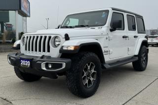 <p style=text-align: center;><span style=font-size: 18pt;><strong>2020 JEEP WRANGLER UNLIMITED SAHARA</strong></span></p><p style=text-align: center;><span style=font-size: 18pt;><strong>2.0L DOHC I–4 DI TURBOCHARGED ENGINE W/ STOP–START</strong></span></p><p style=text-align: center;><span style=font-size: 14pt;>10.9L/100KM HIGHWAY / 11.5L/100KM CITY / 11.2L/100KM COMBINED</span></p><p style=text-align: center;><span style=font-size: 14pt;>270 HORSEPOWER / 295 LB-FT OF TORQUE</span></p><p style=text-align: center;><span style=font-size: 18pt;><strong>8–SPEED AUTOMATIC TRANSMISSION</strong></span></p><p style=text-align: center;><span style=font-size: 18pt;><span style=font-size: 24px;><strong>17 TECH SILVER METALLIC ALUMINUM WHEELS </strong></span></span></p><p style=text-align: center;> </p><p style=text-align: center;> </p><p style=text-align: center;><strong><span style=font-size: 14pt;>FUNCTIONAL / SAFETY  FEATURES </span></strong></p><p style=text-align: center;><span style=font-size: 14pt;>2.72:1 Command–Trac part–time 4x4 system, Electronic Stability Control, Traction Control, Electronic Roll Mitigation, Hill Start Assist, Trailer Sway Control, Heavy–duty 4–wheel anti–lock disc brakes, Supplemental front seat–mounted side air bags, Advanced multistage front air bags, Child Seat Anchor System – LATCH Ready, Engine block heater, Power, heated exterior mirrors, Power windows with front 1–touch down, Automatic headlamps, Remote keyless entry, Security alarm, ParkView Rear Back–Up Camera, Transmission skid plate, Fuel tank skid plate, Transfer case skid plate, Tow hooks (2 front and 1 rear), Torx tool kit, Tilt/telescoping steering column Push–button Start, Hands–free communication with Bluetooth streaming, Media hub with USB port and auxiliary input jack, Google Android Auto & Apple CarPlay capable, SiriusXM satellite radio, 8 speakers, Steering wheel–mounted audio controls, Cruise control, Air conditioning w/ automatic temperature control, Tire pressure monitoring system, Full–size spare tire, Freedom panel storage bag, 7–inch full–colour customizable in–cluster display, 115–volt auxiliary power outlet, Universal garage door opener</span></p><p style=text-align: center;> </p><p style=text-align: center;><span style=font-size: 14pt;><strong>OPTIONAL EQUIPMENT </strong></span></p><p style=text-align: center;><span style=font-size: 14pt;><em>Customer Preferred Package 22G: </em>8–speed automatic transmission, Hill Descent Control, Tip start, 2.0L DOHC I–4 DI turbocharged engine w/ Stop–Start</span></p><p style=text-align: center;> </p><p style=text-align: center;> </p><p style=box-sizing: border-box; margin-bottom: 1rem; margin-top: 0px; color: #212529; font-family: -apple-system, BlinkMacSystemFont, Segoe UI, Roboto, Helvetica Neue, Arial, Noto Sans, Liberation Sans, sans-serif, Apple Color Emoji, Segoe UI Emoji, Segoe UI Symbol, Noto Color Emoji; font-size: 16px; background-color: #ffffff; text-align: center; line-height: 1;><span style=box-sizing: border-box; font-family: arial, helvetica, sans-serif;><span style=box-sizing: border-box; font-weight: bolder;><span style=box-sizing: border-box; font-size: 14pt;>Here at Lanoue/Amfar Sales, Service & Leasing in Tilbury, we take pride in providing the public with a wide variety of High-Quality Pre-owned Vehicles. We recondition and certify our vehicles to a level of excellence that exceeds the Status Quo. We treat our Customers like family and provide the highest level of service from Start to Finish. If you’d like a smooth & stress-free car shopping experience, give one of our Sales Associates a call at 1-844-682-3325 to help you find your next NEW-TO-YOU vehicle!</span></span></span></p><p style=text-align: center;> </p><p style=box-sizing: border-box; margin-bottom: 1rem; margin-top: 0px; color: #212529; font-family: -apple-system, BlinkMacSystemFont, Segoe UI, Roboto, Helvetica Neue, Arial, Noto Sans, Liberation Sans, sans-serif, Apple Color Emoji, Segoe UI Emoji, Segoe UI Symbol, Noto Color Emoji; font-size: 16px; background-color: #ffffff; text-align: center; line-height: 1;><span style=box-sizing: border-box; font-family: arial, helvetica, sans-serif;><span style=box-sizing: border-box; font-weight: bolder;><span style=box-sizing: border-box; font-size: 14pt;>Although we try to take great care in being accurate with the information in this listing, from time to time, errors occur. The vehicle is priced as it is physically equipped. Minor variances will not effect pricing. Please verify the vehicle is As Expected when you visit. Thank You!</span></span></span></p>