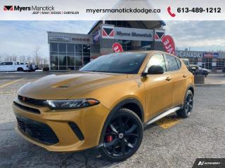 <b>Hybrid,  Heated Seats,  Heated Steering Wheel,  Remote Start,  Apple CarPlay!</b><br> <br> <br> <br>Call 613-489-1212 to speak to our friendly sales staff today, or come by the dealership!<br> <br>  As a compact SUV, this 2024 Hornet perfectly encapsules Dodges obsession for incredible performance. <br> <br>This 2024 Dodge Hornet features sharp aggressive exterior styling combined with astounding performance from a selection of powertrains to ensure that this head-turning SUV stays on top of the pack. With an addition of a new hybrid power unit, exceptional acceleration as well as impressive efficiency is expected. For a taste of the new chapter of Dodge, step this way.<br> <br> This acapulco gold SUV  has an automatic transmission and is powered by a  288HP 1.3L 4 Cylinder Engine.<br> <br> Our Hornets trim level is R/T PHEV. This Hornet R/T Hybrid features many amazing standard equipment such as a 10.25-inch infotainment screen powered by Uconnect 5 with Apple CarPlay and Android Auto, LED lights with daytime running lights and automatic high beams, and power heated side mirrors. Safety on the road is assured thanks to blind spot detection, ParkSense rear parking sensors, forward collision warning with rear cross path detection, lane departure warning, and a ParkView back-up camera. Additional features include mobile hotspot internet access, front and rear cupholders, proximity keyless entry with push button start, traffic distance pacing, dual-zone front air conditioning, and so much more! This vehicle has been upgraded with the following features: Hybrid,  Heated Seats,  Heated Steering Wheel,  Remote Start,  Apple Carplay,  Android Auto,  Blind Spot Detection. <br><br> View the original window sticker for this vehicle with this url <b><a href=http://www.chrysler.com/hostd/windowsticker/getWindowStickerPdf.do?vin=ZACPDFCW1R3A18463 target=_blank>http://www.chrysler.com/hostd/windowsticker/getWindowStickerPdf.do?vin=ZACPDFCW1R3A18463</a></b>.<br> <br>To apply right now for financing use this link : <a href=https://CreditOnline.dealertrack.ca/Web/Default.aspx?Token=3206df1a-492e-4453-9f18-918b5245c510&Lang=en target=_blank>https://CreditOnline.dealertrack.ca/Web/Default.aspx?Token=3206df1a-492e-4453-9f18-918b5245c510&Lang=en</a><br><br> <br/><br> Buy this vehicle now for the lowest weekly payment of <b>$203.53</b> with $0 down for 96 months @ 6.49% APR O.A.C. ( Plus applicable taxes -  $1199  fees included in price    ).  See dealer for details. <br> <br>If youre looking for a Dodge, Ram, Jeep, and Chrysler dealership in Ottawa that always goes above and beyond for you, visit Myers Manotick Dodge today! Were more than just great cars. We provide the kind of world-class Dodge service experience near Kanata that will make you a Myers customer for life. And with fabulous perks like extended service hours, our 30-day tire price guarantee, the Myers No Charge Engine/Transmission for Life program, and complimentary shuttle service, its no wonder were a top choice for drivers everywhere. Get more with Myers!<br> Come by and check out our fleet of 40+ used cars and trucks and 100+ new cars and trucks for sale in Manotick.  o~o