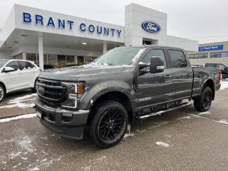<p class=MsoNoSpacing><strong style=mso-bidi-font-weight: normal;><br />KEY FEATURES: KEY FEATURES: 2020 Super Duty F250 4 x 4, crew cab, Lariat, 6.7L V8 Diesel engine, 10-speed automatic transmission, Grey, black leather interior, upfitter switches,20 inch wheels black gloss, heated and cooled seats, navigation, remote start, rain-sensing wipers, Lariat ultimate package, Auto high beams, power telescoping steering wheel, power running boards, pre-collision assist, rear backup camera, sync 4, trailer brake controller, trailer tow package, blind spot rear cross-traffic alert, power locks and more.</strong></p><p class=MsoNoSpacing><strong style=mso-bidi-font-weight: normal;><br />Please Call 519-756-6191, Email sales@brantcountyford.ca for more information and availability on this vehicle.<span style=mso-spacerun: yes;>  </span>Brant County Ford is a family owned dealership and has been a proud member of the Brantford community for over 40 years!</strong></p><p class=MsoNoSpacing><strong style=mso-bidi-font-weight: normal;> </strong></p><p class=MsoNoSpacing><br />SERVICE/RECON – Full Safety Inspection completed, oil and filter change completed - Please contact us for more details.</p><p class=MsoNoSpacing><br />Price includes safety.<span style=mso-spacerun: yes;>  </span>We are a full disclosure dealership - ask to see this vehicles CarFax report.</p><p class=MsoNoSpacing><br />Please Call 519-756-6191, Email sales@brantcountyford.ca for more information and availability on this vehicle.<span style=mso-spacerun: yes;>  </span>Brant County Ford is a family-owned dealership and has been a proud member of the Brantford community for over 40 years!</p><p class=MsoNoSpacing><br />** See dealer for details.</p><p class=MsoNoSpacing>*Please note all prices are plus HST and Licensing.</p>