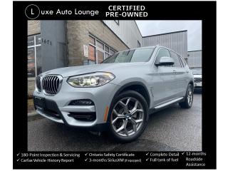 <p>WOW! Check out this FULLY LOADED, LOW MILEAGE 2020 BMW X3 with all the right options!! Features include: panoramic sunroof, heated leather seats, sport seats, heated steering wheel, navigation, sport steering wheel, back-up camera, 360 camera, SiriusXM satellite radio, comfort access, ambient interior lighting and more!</p><p><span style=font-size: 16px; caret-color: #333333; color: #333333; font-family: Work Sans, sans-serif; white-space: pre-wrap; -webkit-text-size-adjust: 100%; background-color: #ffffff;>This vehicle comes Luxe certified pre-owned, which includes: 180-point inspection & servicing, oil lube and filter change, minimum 50% material remaining on tires and brakes, Ontario safety certificate, complete interior and exterior detailing, Carfax Verified vehicle history report, guaranteed one key (additional keys may be purchased at time of sale), FREE 90-day SiriusXM satellite radio trial (on factory-equipped vehicles) & full tank of fuel!</span></p><p><span style=font-size: 16px; caret-color: #333333; color: #333333; font-family: Work Sans, sans-serif; white-space: pre-wrap; -webkit-text-size-adjust: 100%; background-color: #ffffff;>Priced at ONLY $274 bi-weekly with $2500 down at 8.99% over 78 months (cost of borrowing is $1999 per $10000 financed) OR cash purchase price of $37900 (both prices are plus HST and licensing). Call today and book your test drive appointment! </span></p>