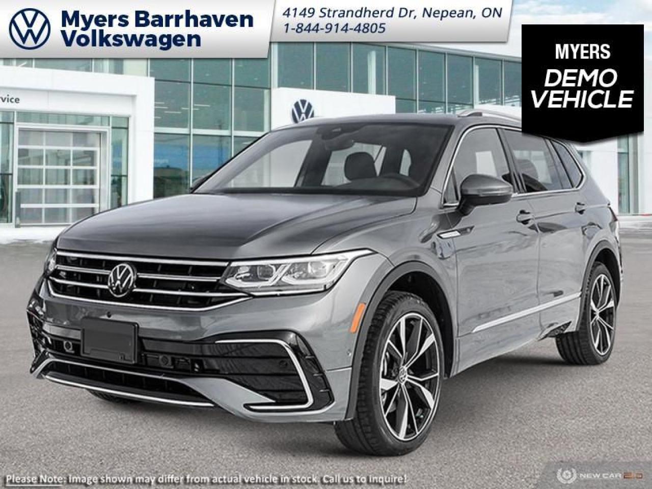 <b>Leather Seats!</b><br> <br> <br> <br>  Sophisticated yet capable, bold yet stylish, this 2024 Tiguan is the best of both worlds. <br> <br>Whether its a weekend warrior or the daily driver this time, this 2024 Tiguan makes every experience easier to manage. Cutting edge tech, both inside the cabin and under the hood, allow for safe, comfy, and connected rides that keep the whole party going. The crossover of the future is already here, and its called the Tiguan.<br> <br> This platinum gray metallic SUV  has an automatic transmission and is powered by a  2.0L I4 16V GDI DOHC Turbo engine.<br> <br> Our Tiguans trim level is Highline R-Line. This range-topping Tiguan Highline R-Line is fully-loaded with ventilated and heated leather-wrapped seats with power adjustment, lumbar support and memory function, a heated leather-wrapped steering wheel, an 8-speaker Fender audio system with a subwoofer, adaptive cruise control, a 360-camera with aerial view, park distance control with automated parking sensors, and remote engine start. Additional features include an express open/close sunroof with tilt and slide functions and a power sunshade, rain detecting wipers with heated jets, a power liftgate, 4G LTE mobile hotspot internet access, and an 8-inch infotainment screen with satellite navigation, wireless Apple CarPlay and Android Auto, and SiriusXM streaming radio. Safety features also include blind spot detection, lane keep assist, lane departure warning, VW Car-Net Safe & Secure, forward and rear collision mitigation, and autonomous emergency braking. This vehicle has been upgraded with the following features: Leather Seats.  This is a demonstrator vehicle driven by a member of our staff and has just 14468 kms.<br><br> <br>To apply right now for financing use this link : <a href=https://www.barrhavenvw.ca/en/form/new/financing-request-step-1/44 target=_blank>https://www.barrhavenvw.ca/en/form/new/financing-request-step-1/44</a><br><br> <br/>    3.99% financing for 84 months. <br> Buy this vehicle now for the lowest bi-weekly payment of <b>$301.65</b> with $0 down for 84 months @ 3.99% APR O.A.C. ( Plus applicable taxes -  $840 Documentation fee. Cash purchase selling price includes: Tire Stewardship ($20.00), OMVIC Fee ($12.50). (HST) are extra. </br>(HST), licence, insurance & registration not included </br>    ).  Incentives expire 2025-01-31.  See dealer for details. <br> <br> <br>LEASING:<br><br>Estimated Lease Payment: $289 bi-weekly <br>Payment based on 4.99% lease financing for 48 months with $0 down payment on approved credit. Total obligation $30,130. Mileage allowance of 16,000 KM/year. Offer expires 2025-01-31.<br><br><br>We are your premier Volkswagen dealership in the region. If youre looking for a new Volkswagen or a car, check out Barrhaven Volkswagens new, pre-owned, and certified pre-owned Volkswagen inventories. We have the complete lineup of new Volkswagen vehicles in stock like the GTI, Golf R, Jetta, Tiguan, Atlas Cross Sport, Volkswagen ID.4 electric vehicle, and Atlas. If you cant find the Volkswagen model youre looking for in the colour that you want, feel free to contact us and well be happy to find it for you. If youre in the market for pre-owned cars, make sure you check out our inventory. If you see a car that you like, contact 844-914-4805 to schedule a test drive.<br> Come by and check out our fleet of 30+ used cars and trucks and 100+ new cars and trucks for sale in Nepean.  o~o