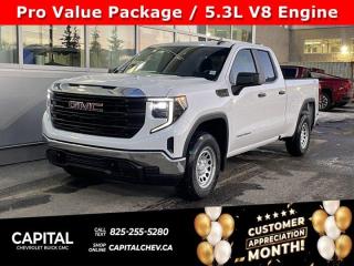 This GMC Sierra 1500 delivers a Gas V8 5.3L/325 engine powering this Automatic transmission. ENGINE, 5.3L ECOTEC3 V8 (355 hp [265 kW] @ 5600 rpm, 383 lb-ft of torque [518 Nm] @ 4100 rpm); featuring Dynamic Fuel Management (Includes (KW7) 170-amp alternator and (MHT) 10-speed automatic transmission., Wireless, Apple CarPlay / Wireless Android Auto, Windows, power rear, express down (Not available on Regular Cab models.).* This GMC Sierra 1500 Features the Following Options *Windows, power front, drivers express up/down, Window, power front, passenger express down, Wi-Fi Hotspot capable (Terms and limitations apply. See onstar.ca or dealer for details.), Wheels, 17 x 8 (43.2 cm x 20.3 cm) painted steel, Silver, Wheel, 17 x 8 (43.2 cm x 20.3 cm) full-size, steel spare, USB Ports, 2, Charge/Data ports located on instrument panel, Transfer case, single speed, electronic Autotrac with push button control (4WD models only), Tires, 255/70R17 all-season, blackwall, Tire, spare 255/70R17 all-season, blackwall (Included with (QBN) 255/70R17 all-season, blackwall tires.), Tire Pressure Monitor System, auto learn includes Tire Fill Alert (does not apply to spare tire).* Stop By Today *Test drive this must-see, must-drive, must-own beauty today at Capital Chevrolet Buick GMC Inc., 13103 Lake Fraser Drive SE, Calgary, AB T2J 3H5.