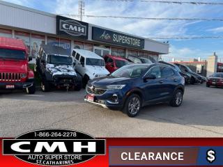<b>ONLY 12,000 KMS !! ALL WHEEL DRIVE !! LEATHER, SUNROOF, REMOTE START, POWER DRIVER SEAT W/ MEMORY, POWER LIFTGATE, BLUETOOTH, HEATED SEATS, HEATED STEERING WHEEL, REAR CAMERA, LANE KEEPING, COLLISION SENSORS, DUAL CLIMATE CONTROL, 18-INCH ALLOY WHEELS</b><br>      This  2023 Buick Encore GX is for sale today. <br> <br>This intelligently engineered Encore GX is ready to hit the road with versatile seating and cargo, stunning style, and an adventurous spirit. This SUV can fit your life, fit into your life, and help you find where you fit in all in one drive. With efficient power delivery and an engaging infotainment system, even the longest trips are made fun. For the evolution of the luxury family SUV, look no further than this Buick Encore GX.This low mileage  SUV has just 11,708 kms. Its  blue in colour  . It has an automatic transmission and is powered by a  155HP 1.3L 3 Cylinder Engine. <br> <br> Our Encore GXs trim level is Essence. This Essence Encore GX lets you ride in the lap of luxury with leather trimmed seats. Additional features this Essence trim brings include LED lights, memory settings, a hands free power liftgate, and dual zone automatic climate control. This Buick Encore GX can fit more than you and your family, it can fit in your life with an amazing safety suite that includes automatic emergency braking, front pedestrian braking, forward collision alert, following distance indicator, lane keep assist, Teen Driver, and a rearview camera. Elevate your drive with the Buick Infotainment System featuring a multi-touch display, Apple Carplay, Android Auto, Bluetooth, SiriusXM, wi-fi, and wireless connectivity. This Encore GX makes every drive easier with remote keyless entry, fog lamps, IntelliBeam automatic high beams, and the Buick exclusive QuietTuning system for an ultra quiet cabin.<br> <br>To apply right now for financing use this link : <a href=https://www.cmhniagara.com/financing/ target=_blank>https://www.cmhniagara.com/financing/</a><br><br> <br/><br>Trade-ins are welcome! Financing available OAC ! Price INCLUDES a valid safety certificate! Price INCLUDES a 60-day limited warranty on all vehicles except classic or vintage cars. CMH is a Full Disclosure dealer with no hidden fees. We are a family-owned and operated business for over 30 years! o~o