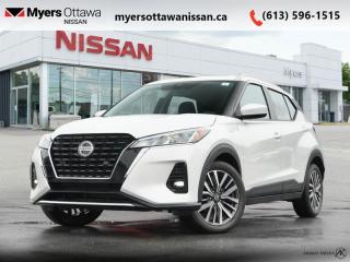 <b>Low Mileage, Android Auto,  Apple CarPlay,  Alloy Wheels,  Fog Lights,  Remote Keyless Entry!</b><br> <br>  Compare at $25539 - Our Price is just $24795! <br> <br>   Versatile, stylish, and comfortable, this 2021 Nissan Kicks is sure to never cramp your style. This  2021 Nissan Kicks is for sale today in Ottawa. <br> <br>One of the best compact crossovers on the market, the 2021 Nissan Kicks manages to stand out, thanks to its style, comfort, and size. In a world of monotonous compact crossovers, the Kicks has a lot of unique styling and technology that make it a real contender. Whether getting the weekly groceries or hauling you and yours for a weekend getaway, rest assured that this Nissan Kicks pull it all off in style and comfort.This low mileage  SUV has just 26,407 kms. Its  white in colour  . It has an automatic transmission and is powered by a  122HP 1.6L 4 Cylinder Engine. <br> <br> Our Kickss trim level is SV. Stepping up to the Kicks SV will get some awesome style and convenience with fog lights, heated power side mirrors, rear view camera, blind spot and lane departure warning, impressive array of air bags, intelligent automatic emergency braking, aluminum wheels, intelligent automatic headlights, and Advanced Drive Assist Display in the instrument cluster to help you on the drive and remote keyless entry, automatic climate control, heated front seats, steering wheel mounted cruise and audio control, a touchscreen, Android Auto and Apple CarPlay compatibility, Bluetooth, SiriusXM, and USB and aux jacks for astounding comfort and connectivity. This vehicle has been upgraded with the following features: Android Auto,  Apple Carplay,  Alloy Wheels,  Fog Lights,  Remote Keyless Entry,  Steering Wheel Audio Control,  Active Emergency Braking. <br> <br>To apply right now for financing use this link : <a href=https://www.myersottawanissan.ca/finance target=_blank>https://www.myersottawanissan.ca/finance</a><br><br> <br/><br> Payments from <b>$398.80</b> monthly with $0 down for 84 months @ 8.99% APR O.A.C. ( Plus applicable taxes -  and licensing fees   ).  See dealer for details. <br> <br>Get the amazing benefits of a Nissan Certified Pre-Owned vehicle!!! Save thousands of dollars and get a pre-owned vehicle that has factory warranty, 24 hour roadside assistance and rates as low as 0.9%!!! <br>*LIFETIME ENGINE TRANSMISSION WARRANTY NOT AVAILABLE ON VEHICLES WITH KMS EXCEEDING 140,000KM, VEHICLES 8 YEARS & OLDER, OR HIGHLINE BRAND VEHICLE(eg. BMW, INFINITI. CADILLAC, LEXUS...)<br> Come by and check out our fleet of 40+ used cars and trucks and 70+ new cars and trucks for sale in Ottawa.  o~o
