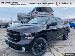 <br> <br>Call 613-489-1212 to speak to our friendly sales staff today, or come by the dealership!<br> <br>  Reliable, dependable, and innovative, this Ram 1500 Classic proves that it has what it takes to get the job done right. <br> <br>The reasons why this Ram 1500 Classic stands above its well-respected competition are evident: uncompromising capability, proven commitment to safety and security, and state-of-the-art technology. From its muscular exterior to the well-trimmed interior, this 2023 Ram 1500 Classic is more than just a workhorse. Get the job done in comfort and style while getting a great value with this amazing full-size truck. <br> <br> This diamond black crystal pearl Crew Cab 4X4 pickup   has an automatic transmission and is powered by a  395HP 5.7L 8 Cylinder Engine.<br><br> View the original window sticker for this vehicle with this url <b><a href=http://www.chrysler.com/hostd/windowsticker/getWindowStickerPdf.do?vin=3C6RR7KT0PG670724 target=_blank>http://www.chrysler.com/hostd/windowsticker/getWindowStickerPdf.do?vin=3C6RR7KT0PG670724</a></b>.<br> <br>To apply right now for financing use this link : <a href=https://CreditOnline.dealertrack.ca/Web/Default.aspx?Token=3206df1a-492e-4453-9f18-918b5245c510&Lang=en target=_blank>https://CreditOnline.dealertrack.ca/Web/Default.aspx?Token=3206df1a-492e-4453-9f18-918b5245c510&Lang=en</a><br><br> <br/> Weve discounted this vehicle $2500. Total  cash rebate of $13957 is reflected in the price. Credit includes up to 20% MSRP.  6.49% financing for 96 months. <br> Buy this vehicle now for the lowest weekly payment of <b>$171.82</b> with $0 down for 96 months @ 6.49% APR O.A.C. ( Plus applicable taxes -  $1199  fees included in price    ).  Incentives expire 2024-02-29.  See dealer for details. <br> <br>If youre looking for a Dodge, Ram, Jeep, and Chrysler dealership in Ottawa that always goes above and beyond for you, visit Myers Manotick Dodge today! Were more than just great cars. We provide the kind of world-class Dodge service experience near Kanata that will make you a Myers customer for life. And with fabulous perks like extended service hours, our 30-day tire price guarantee, the Myers No Charge Engine/Transmission for Life program, and complimentary shuttle service, its no wonder were a top choice for drivers everywhere. Get more with Myers!<br> Come by and check out our fleet of 50+ used cars and trucks and 110+ new cars and trucks for sale in Manotick.  o~o