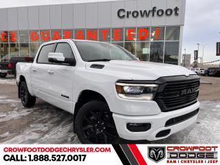 <b>Night Edition, Trailer Hitch!</b><br> <br> <br> <br>  Make light work of tough jobs in this 2023 Ram 1500, with exceptional towing, torque and payload capability. <br> <br>The Ram 1500s unmatched luxury transcends traditional pickups without compromising its capability. Loaded with best-in-class features, its easy to see why the Ram 1500 is so popular. With the most towing and hauling capability in a Ram 1500, as well as improved efficiency and exceptional capability, this truck has the grit to take on any task.<br> <br> This bright white Crew Cab 4X4 pickup   has an automatic transmission and is powered by a  395HP 5.7L 8 Cylinder Engine.<br> <br> Our 1500s trim level is Sport. This RAM 1500 Sport throws in some great comforts such as power-adjustable heated front seats with lumbar support, dual-zone climate control, power-adjustable pedals, deluxe sound insulation, and a heated leather-wrapped steering wheel. Connectivity is handled by an upgraded 12-inch display powered by Uconnect 5W with inbuilt navigation, mobile internet hotspot access, smart device integration, and a 10-speaker audio setup. Additional features include power folding exterior mirrors, a power rear window with defrosting, a trailer wiring harness, heavy-duty suspension, cargo box lighting, and a locking tailgate. This vehicle has been upgraded with the following features: Night Edition, Trailer Hitch. <br><br> <br>To apply right now for financing use this link : <a href=https://www.crowfootdodgechrysler.com/tools/autoverify/finance.htm target=_blank>https://www.crowfootdodgechrysler.com/tools/autoverify/finance.htm</a><br><br> <br/> Total  cash rebate of $7636 is reflected in the price. Credit includes up to 10% MSRP. <br> Buy this vehicle now for the lowest bi-weekly payment of <b>$408.60</b> with $0 down for 96 months @ 5.49% APR O.A.C. ( Plus GST  documentation fee    / Total Obligation of $84988  ).  Incentives expire 2024-02-29.  See dealer for details. <br> <br>We pride ourselves in consistently exceeding our customers expectations. Please dont hesitate to give us a call.<br> Come by and check out our fleet of 80+ used cars and trucks and 180+ new cars and trucks for sale in Calgary.  o~o