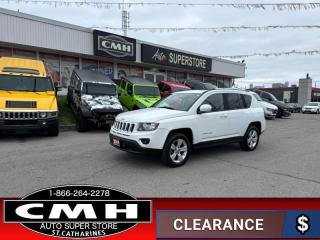 <b>LOW MILEAGE !! 4X4 !! LEATHER, HEATED SEATS, POWER SUNROOF, BLUETOOTH, CRUISE CONTROL, POWER WINDOWS, POWER LOCKS, POWER MIRRORS, AIR CONDITIONING, AUX PORT, CD PLAYER, STEERING WHEEL AUDIO CONTROLS, 17-INCH ALLOY WHEELS</b><br>      This  2016 Jeep Compass is for sale today. <br> <br>The Jeep Compass provides the capability and off-roading prowess you expect from a Jeep while offering the efficiency and practical size of a compact model. With this kind of capability, youre never left stranded and you never miss out on the fun. Traditional Jeep styling meets modern technology for an enjoyable ride every time. This  SUV has 91,014 kms. Its  white in colour  . It has an automatic transmission and is powered by a  172HP 2.4L 4 Cylinder Engine. <br> <br> Our Compasss trim level is High Altitude. Premium comfort and style are yours for the taking with an impressive array of standard features in the Compass High Altitude. It comes with leather seats which are heated in front, a leather-wrapped steering wheel with audio and cruise control, a power sunroof, Bluetooth streaming audio and phone interface, SiriusXM, power windows, power doors, air conditioning, and more.<br> To view the original window sticker for this vehicle view this <a href=http://www.chrysler.com/hostd/windowsticker/getWindowStickerPdf.do?vin=1C4NJDABXGD733539 target=_blank>http://www.chrysler.com/hostd/windowsticker/getWindowStickerPdf.do?vin=1C4NJDABXGD733539</a>. <br/><br> <br>To apply right now for financing use this link : <a href=https://www.cmhniagara.com/financing/ target=_blank>https://www.cmhniagara.com/financing/</a><br><br> <br/><br>Trade-ins are welcome! Financing available OAC ! Price INCLUDES a valid safety certificate! Price INCLUDES a 60-day limited warranty on all vehicles except classic or vintage cars. CMH is a Full Disclosure dealer with no hidden fees. We are a family-owned and operated business for over 30 years! o~o