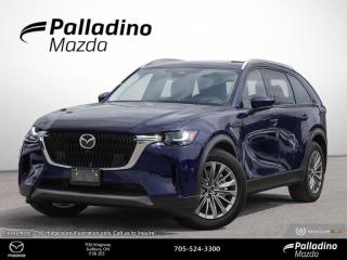 <b>Heated Steering Wheel,  Heated Seats,  Apple CarPlay,  Android Auto,  Power Liftgate!</b><br> <br> <br> <br>  Building on the legacy of previous stellar SUVs, this all-new Mazda CX-90 delivers an engaging drive with potent performance and unparalleled luxury. <br> <br>Crafted as the ultimate expression of Mazdas ethos, this all-new Mazda CX-90 is designed to amplify and elevate the luxury SUV experience. This flagship three-row SUV has been carefully engineered to appeal to your senses, with carefully curated build materials that convey a message of ultimate refinement. With a harmonious blend of unrivaled form and unmatched function, this SUV stands in a class of its own.<br> <br> This deep crystal blue mica SUV  has an automatic transmission and is powered by a  3.3L I6 24V GDI DOHC Turbo engine.<br> <br> Our CX-90 MHEVs trim level is GS. This plush and spacious CX-90 GS comes with a great selection of standard features such as a power liftgate for rear cargo access, auto-levelling LED headlights with automatic high beams, towing equipment with trailer sway control, adaptive cruise control, and smart device remote engine start. Interior features include heated front seats, a leather-wrapped steering wheel, dual-zone climate control with separate rear controls, a Mazda Harmonic Acoustics 8-speaker setup, and a 10.25-inch infotainment screen with Apple CarPlay and Android Auto, and MAZDA CONNECT. Safety on the road is assured, thanks to Advanced Blind Spot Monitoring, lane keeping assist with lane departure warning, forward collision mitigation, and smart city brake support with rear cross traffic alert. This vehicle has been upgraded with the following features: Heated Steering Wheel,  Heated Seats,  Apple Carplay,  Android Auto,  Power Liftgate,  Adaptive Cruise Control,  Blind Spot Detection. <br><br> <br>To apply right now for financing use this link : <a href=https://www.palladinomazda.ca/finance/ target=_blank>https://www.palladinomazda.ca/finance/</a><br><br> <br/>    Incentives expire 2024-05-31.  See dealer for details. <br> <br>Palladino Mazda in Sudbury Ontario is your ultimate resource for new Mazda vehicles and used Mazda vehicles. We not only offer our clients a large selection of top quality, affordable Mazda models, but we do so with uncompromising customer service and professionalism. We takes pride in representing one of Canadas premier automotive brands. Mazda models lead the way in terms of affordability, reliability, performance, and fuel efficiency.<br> Come by and check out our fleet of 90+ used cars and trucks and 110+ new cars and trucks for sale in Sudbury.  o~o
