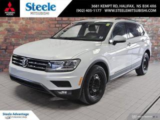 PRICE JUST GOT LOW LOW LOW LOW!2018 Volkswagen Tiguan Trendline 4Motion AWD, 4-Wheel Disc Brakes, ABS brakes, Alloy wheels, Bluetooth Mobile Phone Connectivity, Bumpers: body-colour, Delay-off headlights, Driver vanity mirror, Dual front impact airbags, Front Bucket Seats, Fully automatic headlights, Low tire pressure warning, Occupant sensing airbag, Outside temperature display, Overhead airbag, Overhead console, Power door mirrors, Power steering, Power windows, Radio: Composition Colour w/6.5 Touchscreen, Rear anti-roll bar, Rear window wiper, Remote keyless entry, Split folding rear seat, Tachometer, Tilt steering wheel.White 2018 Volkswagen Tiguan Trendline 4Motion AWD 8-Speed Automatic with Tiptronic 2.0L TSISteele Mitsubishi has the largest and most diverse selection of preowned vehicles in HRM. Buy with confidence, knowing we use fair market pricing guaranteeing the absolute best value in all of our pre owned inventory!Steele Auto Group is one of the most diversified group of automobile dealerships in Canada, with 60 dealerships selling 29 brands and an employee base of well over 2300. Sales are up over last year and our plan going forward is to expand further into Atlantic Canada and the United States furthering our commitment to our Canadian customers as well as welcoming our new customers in the USA.Reviews:* Owners and experts alike almost universally count the Tiguans ride quality, highway manners, interior, and overall easy-to-drive character among its most valuable assets. The central touchscreen infotainment system and all-digital instrument cluster are commonly listed as feature favourites, as they add a high-tech flair to the driving environment. Source: autoTRADER.ca