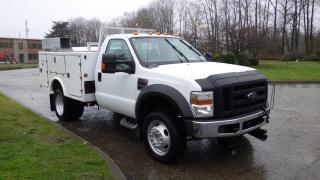 2009 Ford F-550 Cab 4WD Diesel,Service Truck Plow Ready, 6.4L V8 OHV 32V TURBO DIESEL engine. Engine Hours is 3435, 2 door, automatic, 4WD, cruise control, air conditioning, AM/FM radio, CD player, comes with cone holder, multiple storage compartments, lightweight fibreglass box, tow hitch receiver, work lights, auxiliary air, tool holders, heated mirrors, power mirrors, power windows, side steps, leather seats, am/fm radio, 4wd selector, auxiliary buttons, ac, tow/haul mode, activator trailer brake controller, western plow receiver and controller, auger/spinner controller, CJB-200W CB radio, power door locks, power windows, power mirrors, white exterior, grey interior, cloth.  141 wheelbase, Box Measurements: 6.5 long, 4.6 wide, 32 inches height.(All the measurements are deemed to be correct but are not guaranteed). $25,790.00 plus $375 processing fee, $26,165.00 total payment obligation before taxes.  Listing report, warranty, contract commitment cancellation fee, financing available on approved credit (some limitations and exceptions may apply). All above specifications and information is considered to be accurate but is not guaranteed and no opinion or advice is given as to whether this item should be purchased. We do not allow test drives due to theft, fraud and acts of vandalism. Instead we provide the following benefits: Complimentary Warranty (with options to extend), Limited Money Back Satisfaction Guarantee on Fully Completed Contracts, Contract Commitment Cancellation, and an Open-Ended Sell-Back Option. Ask seller for details or call 604-522-REPO(7376) to confirm listing availability.