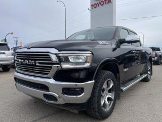 Take a look at this 2019 1500Laramie! This 4x4 is equipped with back up camera, Bluetooth, Apple Car Play/ Android Auto, leather/ power/heated and cooled seats, remote starter, alloy rims, tow package and so much more! This vehicle has all maintenances brought to current to pass the stringent 120 point inspection and a fresh oil change so you can drive with confidence!