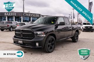 <p><strong>Unleash Power and Versatility: The 2021 RAM 1500 Classic Express Quad Cab 4x4</strong></p>

<p>Experience the pinnacle of rugged performance and versatility with the 2021 RAM 1500 Classic Express Quad Cab 4x4. Cloaked in the sleek Diamond Black Crystal Pearl exterior, paired with a refined Black interior, this truck is a true embodiment of strength and sophistication.</p>

<p><strong>Exterior and Interior Design</strong></p>

<p>The RAM 1500 Classic Express commands attention with its Diamond Black Crystal Pearl exterior finish, setting the stage for adventure. Inside, the Black cloth front 40/20/40 split bench seat offers comfort and support for every journey, ensuring that drivers and passengers alike enjoy a premium experience.</p>

<p><strong>Powerful Performance</strong></p>

<p>Equipped with a formidable 5.7L HEMI VVT V8 engine with FuelSaver MDS and paired with an 8-speed TorqueFlite automatic transmission, the RAM 1500 Classic Express delivers unmatched power and efficiency. Whether conquering rough terrain or towing heavy loads, this truck is engineered to excel in any situation.</p>

<p><strong>Technological Innovation</strong></p>

<p>The 2021 RAM 1500 Classic Express is packed with advanced technology features to enhance your driving experience. With the optional Electronics Convenience Group and Uconnect 4C with an 8.4-inch display, you can stay connected and entertained on the go. Enjoy seamless smartphone integration with Google Android Auto and Apple CarPlay, and access your favorite music and apps with ease.</p>

<p>The 2021 RAM 1500 Classic Express Quad Cab 4x4 is more than just a truck; it's a testament to power, performance, and versatility. With its striking design, advanced technology, and powerful performance, it's ready to tackle any challenge with confidence and style.</p>

<p>Visit today to experience the unmatched capabilities of the RAM 1500 Classic Express. Let us help you find the perfect truck to fit your needs and lifestyle, and embark on your next adventure with confidence and flair.</p>

<form> </form>
<p> </p>

<h4>VALUE+ CERTIFIED PRE-OWNED VEHICLE</h4>

<p>36-point Provincial Safety Inspection<br />
172-point inspection combined mechanical, aesthetic, functional inspection including a vehicle report card<br />
Warranty: 30 Days or 1500 KMS on mechanical safety-related items and extended plans are available<br />
Complimentary CARFAX Vehicle History Report<br />
2X Provincial safety standard for tire tread depth<br />
2X Provincial safety standard for brake pad thickness<br />
7 Day Money Back Guarantee*<br />
Market Value Report provided<br />
Complimentary 3 months SIRIUS XM satellite radio subscription on equipped vehicles<br />
Complimentary wash and vacuum<br />
Vehicle scanned for open recall notifications from manufacturer</p>

<p>SPECIAL NOTE: This vehicle is reserved for AutoIQs retail customers only. Please, No dealer calls. Errors & omissions excepted.</p>

<p>*As-traded, specialty or high-performance vehicles are excluded from the 7-Day Money Back Guarantee Program (including, but not limited to Ford Shelby, Ford mustang GT, Ford Raptor, Chevrolet Corvette, Camaro 2SS, Camaro ZL1, V-Series Cadillac, Dodge/Jeep SRT, Hyundai N Line, all electric models)</p>

<p>INSGMT</p>