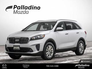 <b>Blind Spot Monitoring,  Wireless Charging,  Android Auto,  Apple CarPlay,  Heated Seats!</b><br> <br>    With a host of luxury features and technology designed to make your drive safer and easier, this Kia Sorento is ready to be the next member of your family. This  2020 Kia Sorento is for sale today in Sudbury. <br> <br>This 2020 Kia Sorento is a classy, comfortable, and capable SUV built to be the perfect family hauler. It boasts one of the best designed and built interiors within its class, and an elegant exterior design that is sure to capture attention. It delivers responsive handling, while also being very restrained and supple regardless of the road condition. This Kia Sorento does just about everything with grace, confidence and style.This  SUV has 118,778 kms. Its  snow white pearl in colour  . It has an automatic transmission and is powered by a  3.3L V6 24V GDI DOHC engine.  <br> <br> Our Sorentos trim level is LX+ V6. This upgraded LX+ gives you heated front seats with a power driver seat and heated steering wheel, side mirror turn signals, dual zone automatic climate control, and blind spot monitoring with rear cross traffic alert. Other amazing features include wireless charging, leather steering wheel and shifter, Apple CarPlay, Android Auto, 7 inch touchscreen, Bluetooth, remote keyless entry, and obstacle detection. Additional features include stylish aluminum wheels, automatic headlamps, heated side mirrors, a rear spoiler, height adjustable seat, USB and aux inputs, plus a rear view camera. This vehicle has been upgraded with the following features: Blind Spot Monitoring,  Wireless Charging,  Android Auto,  Apple Carplay,  Heated Seats,  Aluminum Wheels,  Steering Wheel Audio Control. <br> <br>To apply right now for financing use this link : <a href=https://www.palladinomazda.ca/finance/ target=_blank>https://www.palladinomazda.ca/finance/</a><br><br> <br/><br>Palladino Mazda in Sudbury Ontario is your ultimate resource for new Mazda vehicles and used Mazda vehicles. We not only offer our clients a large selection of top quality, affordable Mazda models, but we do so with uncompromising customer service and professionalism. We takes pride in representing one of Canadas premier automotive brands. Mazda models lead the way in terms of affordability, reliability, performance, and fuel efficiency.The advertised price is for financing purchases only. All cash purchases will be subject to an additional surcharge of $2,501.00. This advertised price also does not include taxes and licensing fees.<br> Come by and check out our fleet of 90+ used cars and trucks and 90+ new cars and trucks for sale in Sudbury.  o~o