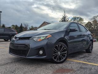 <div dir=auto>afe, reliable, fuel efficient & fun to drive thanks to a slick shifting 6 speed manual! Excellent condition 2014 Toyota Corolla S with low mileage! </div><div dir=auto> </div><div dir=auto>Vehicle comes safety certified, detailed, Carfax report, 2 keys & a full tank of gas at no charge. Financing & extended warranty is available as well.</div><div dir=auto> </div><div dir=auto> </div><div dir=auto>1 owner since new. Ontario reg its entire life. Toyota dealer serviced since new. Non smoker. Great condition inside & out. Well maintained by mature previous owner. Carfax report available. </div><div dir=auto> </div><div dir=auto>Safety certification and inspection just completed. </div><div dir=auto> </div><div dir=auto>Well equipped with: sunroof, Bluetooth, heated seats, back up cam and much more!</div><div dir=auto> </div><div dir=auto>Price is + TAX + licensing fees.</div><div dir=auto>Test drives by appointment only. </div><div dir=auto>Financing & trade ins available. </div><div dir=auto>OMVIC registered dealership & UCDA member</div><div dir=auto>Starks Motorsports LTD </div><div dir=auto>48 Woodslee Unit 3 Paris ON </div><div class=adL dir=auto> </div><div class=yj6qo> </div>