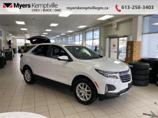 <b>LED Lights,  Aluminum Wheels,  Apple CarPlay,  Android Auto,  Remote Start!</b><br> <br>     This  2022 Chevrolet Equinox is for sale today. <br> <br>When Chevrolet designed the Equinox, they got every detail just right. Its the perfect size - roomy without being too big. This compact SUV pairs eye-catching style with a spacious and versatile cabin thats been thoughtfully designed to put you at the centre of attention. This mid size crossover also comes packed with desirable technology and safety features. This Equinox is more than just a pretty face. Inside, the cabin offers smart features designed to put you at the center of everything. For a mid sized SUV, its hard to beat this Chevrolet Equinox. This  SUV has 30,484 kms. Its  white in colour  . It has an automatic transmission and is powered by a  170HP 1.5L 4 Cylinder Engine. <br> <br> Our Equinoxs trim level is LT. Upgrading to this Equinox LT is an excellent decision as it features stylish aluminum wheels, LED headlights with IntelliBeam, an 8-way power driver seat, a touchscreen display with wireless Apple CarPlay and Android Auto, active aero shutters for better fuel economy and a remote engine start. You will also get a rear view camera, 4G WiFi capability, steering wheel with audio and cruise controls, lane keep assist and lane departure warning, forward collision alert, forward automatic emergency braking, pedestrian detection and power heated outside mirrors. Additional features include Teen Driver technology, Bluetooth streaming audio, StabiliTrak electronic stability control and a split folding rear seat to make loading and unloading large objects a breeze! This vehicle has been upgraded with the following features: Led Lights,  Aluminum Wheels,  Apple Carplay,  Android Auto,  Remote Start,  Power Seat,  Rear View Camera. <br> <br>To apply right now for financing use this link : <a href=https://www.myerskemptvillegm.ca/finance/ target=_blank>https://www.myerskemptvillegm.ca/finance/</a><br><br> <br/><br>Myers deals with almost every major lender and can offer the most competitive financing options available. All of our premium used vehicles are fully detailed, subjected to a minimum 150 point inspection and are fully backed by the dealership and General Motors. <br><br>For more details on our Myers Exclusive Engine Transmission for life coverage, follow this link: <a href=https://www.myerskanatagm.ca/myers-engine-transmission-for-life/>Life Time Coverage</a>*LIFETIME ENGINE TRANSMISSION WARRANTY NOT AVAILABLE ON VEHICLES WITH KMS EXCEEDING 140,000KM, VEHICLES 8 YEARS & OLDER, OR HIGHLINE BRAND VEHICLE(eg. BMW, INFINITI. CADILLAC, LEXUS...) o~o