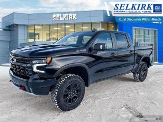 <b>Off Road Suspension,  Leather Seats,  Premium Audio,  Wireless Charging,  Box Liner!</b><br> <br> <br> <br>  No matter where you’re heading or what tasks need tackling, there’s a premium and capable Silverado 1500 that’s perfect for you. <br> <br>This 2024 Chevrolet Silverado 1500 stands out in the midsize pickup truck segment, with bold proportions that create a commanding stance on and off road. Next level comfort and technology is paired with its outstanding performance and capability. Inside, the Silverado 1500 supports you through rough terrain with expertly designed seats and robust suspension. This amazing 2024 Silverado 1500 is ready for whatever.<br> <br> This black Crew Cab 4X4 pickup   has an automatic transmission and is powered by a  420HP 6.2L 8 Cylinder Engine.<br> <br> Our Silverado 1500s trim level is ZR2. Making sure your off-road game is on point, this adventure-ready Silverado 1500 ZR2 is ready to power through any extreme terrain you put in front of it. This menacing pickup truck comes loaded with Multimatic DSSV dampers and a highly capable off-road suspension, an exclusive raised hood with black inserts, unique off-road aluminum wheels, underbody skid plates, and a high cut bumper to improve your approach angle. It also comes with Chevrolets Premium Infotainment 3 system that features a larger touchscreen display, wireless Apple CarPlay, wireless Android Auto, and SiriusXM, blind spot detection with trailer alert, remote engine start, an EZ Lift tailgate and a 10 way power driver seat. Additional features include forward collision warning with automatic braking, lane keep assist, intellibeam LED headlights and fog lights, an HD surround vision camera and hill descent control plus so much more! This vehicle has been upgraded with the following features: Off Road Suspension,  Leather Seats,  Premium Audio,  Wireless Charging,  Box Liner,  Skid Plates,  Aluminum Wheels. <br><br> <br>To apply right now for financing use this link : <a href=https://www.selkirkchevrolet.com/pre-qualify-for-financing/ target=_blank>https://www.selkirkchevrolet.com/pre-qualify-for-financing/</a><br><br> <br/> Weve discounted this vehicle $3847. Total  cash rebate of $6500 is reflected in the price. Credit includes $6,500 Non-Stackable Cash Delivery Allowance.  Incentives expire 2024-04-30.  See dealer for details. <br> <br>Selkirk Chevrolet Buick GMC Ltd carries an impressive selection of new and pre-owned cars, crossovers and SUVs. No matter what vehicle you might have in mind, weve got the perfect fit for you. If youre looking to lease your next vehicle or finance it, we have competitive specials for you. We also have an extensive collection of quality pre-owned and certified vehicles at affordable prices. Winnipeg GMC, Chevrolet and Buick shoppers can visit us in Selkirk for all their automotive needs today! We are located at 1010 MANITOBA AVE SELKIRK, MB R1A 3T7 or via phone at 204-482-1010.<br> Come by and check out our fleet of 80+ used cars and trucks and 210+ new cars and trucks for sale in Selkirk.  o~o