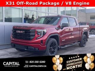 This GMC Sierra 1500 boasts a Gas V8 5.3L/325 engine powering this Automatic transmission. X31 OFF-ROAD PACKAGE includes Off-Road suspension, (JHD) Hill Descent Control, (NZZ) skid plates, (K47) heavy-duty air filter and X31 hard badge Includes (B1J) rear wheelhouse liners and (NQH) 2-speed transfer case. Includes (N10) dual exhaust., ENGINE, 5.3L ECOTEC3 V8 (355 hp [265 kW] @ 5600 rpm, 383 lb-ft of torque [518 Nm] @ 4100 rpm); featuring Dynamic Fuel Management, Wireless, Apple CarPlay / Wireless Android Auto.* This GMC Sierra 1500 Features the Following Options *Windows, power front, drivers express up/down, Window, power front, passenger express down, Wi-Fi Hotspot capable (Terms and limitations apply. See onstar.ca or dealer for details.), Wheels, 20 x 9 (50.8 cm x 22.9 cm) 6-spoke High gloss Black painted aluminum, Wheel, 17 x 8 (43.2 cm x 20.3 cm) full-size, steel spare, USB Ports, 2, Charge/Data ports located on instrument panel, USB ports, (2) charge-only, rear, Transmission, 8-speed automatic, (Column shifter) electronically controlled with overdrive and tow/haul mode. Includes Cruise Grade Braking and Powertrain Grade Braking (Standard and only available with (L3B) 2.7L TurboMax engine.), Transfer case, single speed, electronic Autotrac with push button control (4WD models only), Tires, 275/60R20 all-season, blackwall.* Visit Us Today *Live a little- stop by Capital Chevrolet Buick GMC Inc. located at 13103 Lake Fraser Drive SE, Calgary, AB T2J 3H5 to make this car yours today!