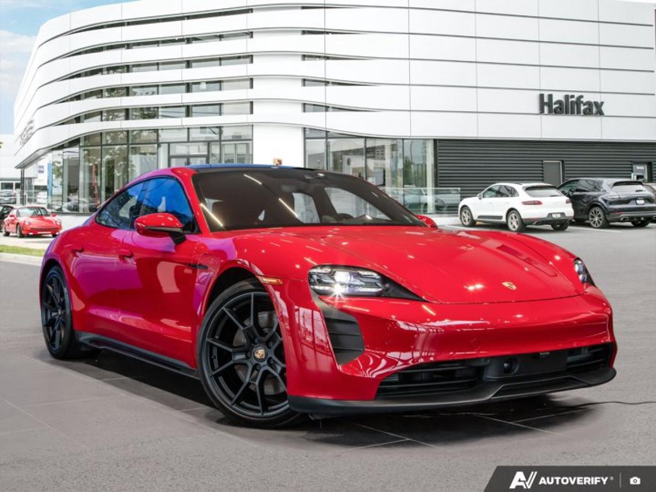 This holiday season, experience electrified performance at its finest with this *2024 Porsche Taycan GTS*, now available at *Porsche of Halifax*. Finished in striking *Carmine Red* with the *GTS Interior Package in Carmine Red*, this Taycan GTS blends exhilarating all-electric performance with elevated comfort and advanced technology---making it the perfect way to celebrate the season in true Porsche style.==== Electric Performance Highlights ====  *   *Dual-motor all-wheel drive* delivering immediate, confidence-inspiring power  *   *Up to 590 hp* with Launch Control engaged  *   *0--100 km/h in approximately 3.3 seconds*  *   *Sport Chrono Package* with stopwatch dial in Carmine Red for enhanced drive modes  *   *Power Steering Plus* for precise control and effortless maneuverability  *   *Porsche Intelligent Range Manager* optimizing efficiency on every journey==== Comfort & Seasonal Luxury ====  *   *GTS Interior Package in Carmine Red* creating a bold, driver-focused cabin  *   *Rear Heated Seats* and *Rear 2+1 Seating* for added passenger comfort  *   *Thermally & Noise-Insulated Glass* providing a quiet, refined interior---ideal for winter driving  *   *Air Quality System* enhancing cabin comfort year-round  *   *Fixed Panoramic Glass Roof* adding light and openness==== Technology & Driver Assistance ====  *   *Technology Package including Adaptive Cruise Control*  *   *Head-Up Display* projecting key information directly into the drivers line of sight  *   *Passenger Display* for enhanced co-driver interaction  *   *Surround View with Self-Steering ParkAssist and Remote ParkAssist*  *   *Lane Change Assist and Lane Keep Assist including Emergency Assist*  *   *BOSE® Surround Sound System* delivering immersive audio  *   *Preparation for Porsche Dashcam (Front and Rear)*==== Exterior & Charging Convenience ====  *   *21 RS Spyder Design Wheels* with *All-Season Tires* for year-round confidence  *   *Under-Door Puddle Light Projectors* for a premium welcome  *   *Power Charge Port Cover*  *   *19.2 kW On-Board Charger*, *150 kW DC Charger*, *Mobile Charger Connect*, and *25 ft Charging Cable* included----------------------------------------The *2024 Taycan GTS in Carmine Red* is the ultimate holiday statement---combining breathtaking electric performance, refined comfort, and Porsche craftsmanship in a truly standout configuration. Whether its winter commuting or festive road trips, this Taycan delivers excitement without compromise.*Holiday Special, now at Porsche of Halifax*---contact us today to arrange your private viewing or test drive.