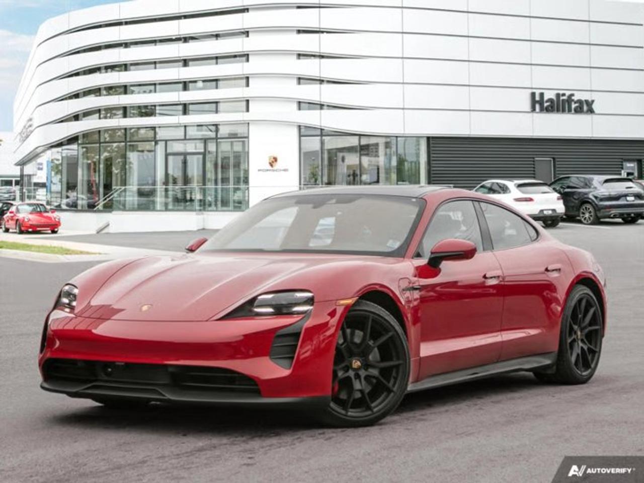This holiday season, experience electrified performance at its finest with this *2024 Porsche Taycan GTS*, now available at *Porsche of Halifax*. Finished in striking *Carmine Red* with the *GTS Interior Package in Carmine Red*, this Taycan GTS blends exhilarating all-electric performance with elevated comfort and advanced technology---making it the perfect way to celebrate the season in true Porsche style.==== Electric Performance Highlights ====  *   *Dual-motor all-wheel drive* delivering immediate, confidence-inspiring power  *   *Up to 590 hp* with Launch Control engaged  *   *0--100 km/h in approximately 3.3 seconds*  *   *Sport Chrono Package* with stopwatch dial in Carmine Red for enhanced drive modes  *   *Power Steering Plus* for precise control and effortless maneuverability  *   *Porsche Intelligent Range Manager* optimizing efficiency on every journey==== Comfort & Seasonal Luxury ====  *   *GTS Interior Package in Carmine Red* creating a bold, driver-focused cabin  *   *Rear Heated Seats* and *Rear 2+1 Seating* for added passenger comfort  *   *Thermally & Noise-Insulated Glass* providing a quiet, refined interior---ideal for winter driving  *   *Air Quality System* enhancing cabin comfort year-round  *   *Fixed Panoramic Glass Roof* adding light and openness==== Technology & Driver Assistance ====  *   *Technology Package including Adaptive Cruise Control*  *   *Head-Up Display* projecting key information directly into the drivers line of sight  *   *Passenger Display* for enhanced co-driver interaction  *   *Surround View with Self-Steering ParkAssist and Remote ParkAssist*  *   *Lane Change Assist and Lane Keep Assist including Emergency Assist*  *   *BOSE® Surround Sound System* delivering immersive audio  *   *Preparation for Porsche Dashcam (Front and Rear)*==== Exterior & Charging Convenience ====  *   *21 RS Spyder Design Wheels* with *All-Season Tires* for year-round confidence  *   *Under-Door Puddle Light Projectors* for a premium welcome  *   *Power Charge Port Cover*  *   *19.2 kW On-Board Charger*, *150 kW DC Charger*, *Mobile Charger Connect*, and *25 ft Charging Cable* included----------------------------------------The *2024 Taycan GTS in Carmine Red* is the ultimate holiday statement---combining breathtaking electric performance, refined comfort, and Porsche craftsmanship in a truly standout configuration. Whether its winter commuting or festive road trips, this Taycan delivers excitement without compromise.*Holiday Special, now at Porsche of Halifax*---contact us today to arrange your private viewing or test drive.