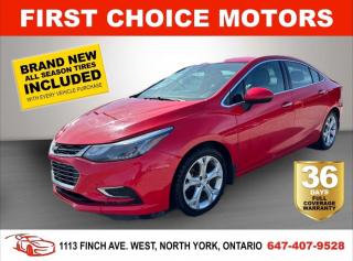 Welcome to First Choice Motors, the largest car dealership in Toronto of pre-owned cars, SUVs, and vans priced between $5000-$15,000. With an impressive inventory of over 300 vehicles in stock, we are dedicated to providing our customers with a vast selection of affordable and reliable options. <br><br>Were thrilled to offer a used 2017 Chevrolet Cruze LT, red color with 177,000km (STK#6880) This vehicle was $12990 NOW ON SALE FOR $10990. It is equipped with the following features:<br>- Automatic Transmission<br>- Leather Seats<br>- Heated seats<br>- Bluetooth<br>- Heated steering wheel<br>- Keyless start<br>- Reverse camera<br>- Alloy wheels<br>- Power windows<br>- Power locks<br>- Power mirrors<br>- Air Conditioning<br><br>At First Choice Motors, we believe in providing quality vehicles that our customers can depend on. All our vehicles come with a 36-day FULL COVERAGE warranty. We also offer additional warranty options up to 5 years for our customers who want extra peace of mind.<br><br>Furthermore, all our vehicles are sold fully certified with brand new brakes rotors and pads, a fresh oil change, and brand new set of all-season tires installed & balanced. You can be confident that this car is in excellent condition and ready to hit the road.<br><br>At First Choice Motors, we believe that everyone deserves a chance to own a reliable and affordable vehicle. Thats why we offer financing options with low interest rates starting at 7.9% O.A.C. Were proud to approve all customers, including those with bad credit, no credit, students, and even 9 socials. Our finance team is dedicated to finding the best financing option for you and making the car buying process as smooth and stress-free as possible.<br><br>Our dealership is open 7 days a week to provide you with the best customer service possible. We carry the largest selection of used vehicles for sale under $9990 in all of Ontario. We stock over 300 cars, mostly Hyundai, Chevrolet, Mazda, Honda, Volkswagen, Toyota, Ford, Dodge, Kia, Mitsubishi, Acura, Lexus, and more. With our ongoing sale, you can find your dream car at a price you can afford. Come visit us today and experience why we are the best choice for your next used car purchase!<br><br>All prices exclude a $10 OMVIC fee, license plates & registration  and ONTARIO HST (13%)